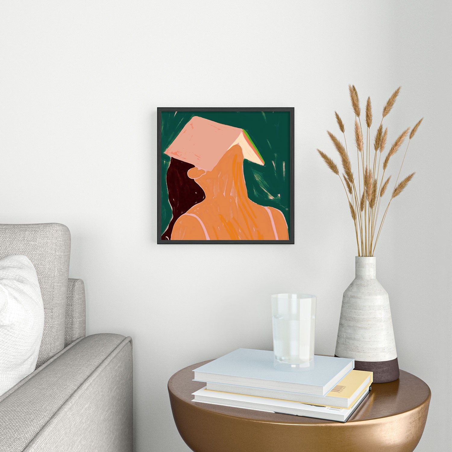 83 Oranges Reading Between The Lines Square Metal Framed Art Print