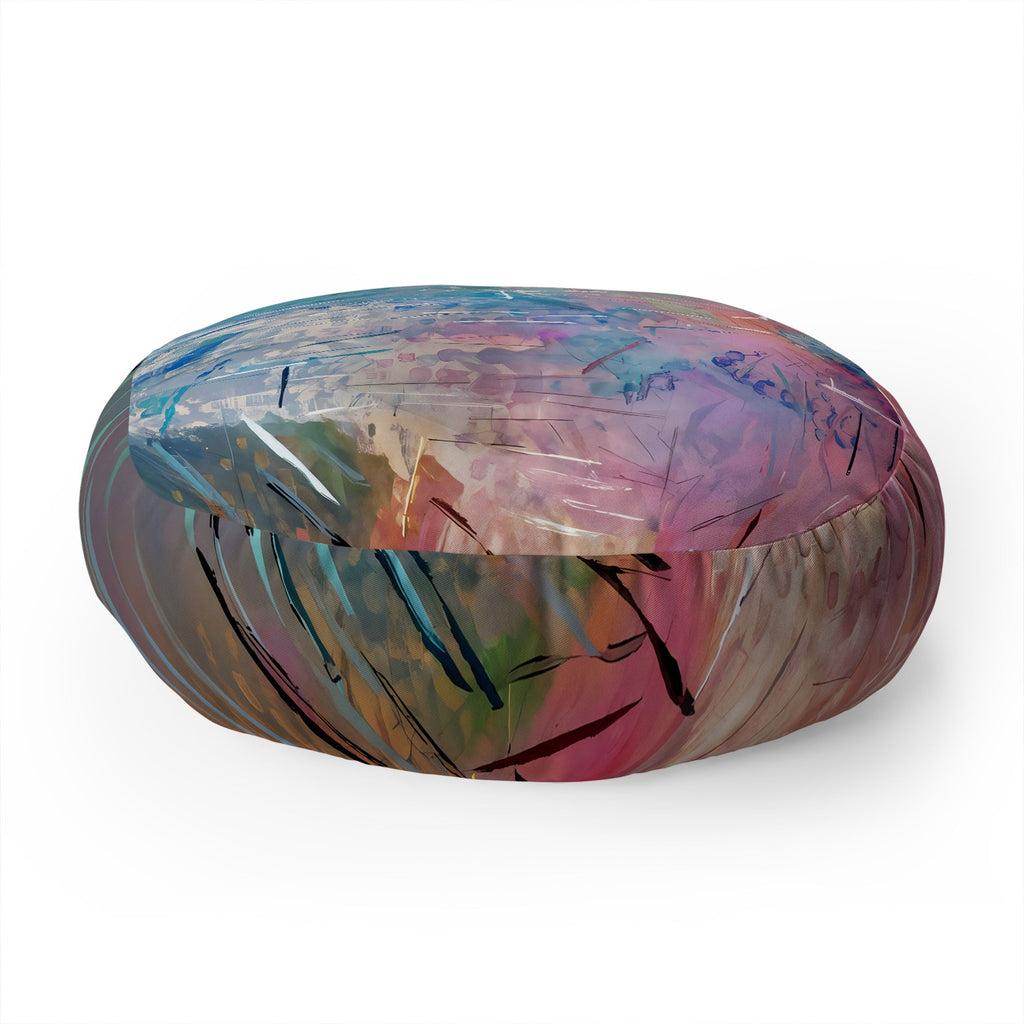 83 Oranges Soul Driven Abstraction Floor Pillow Round