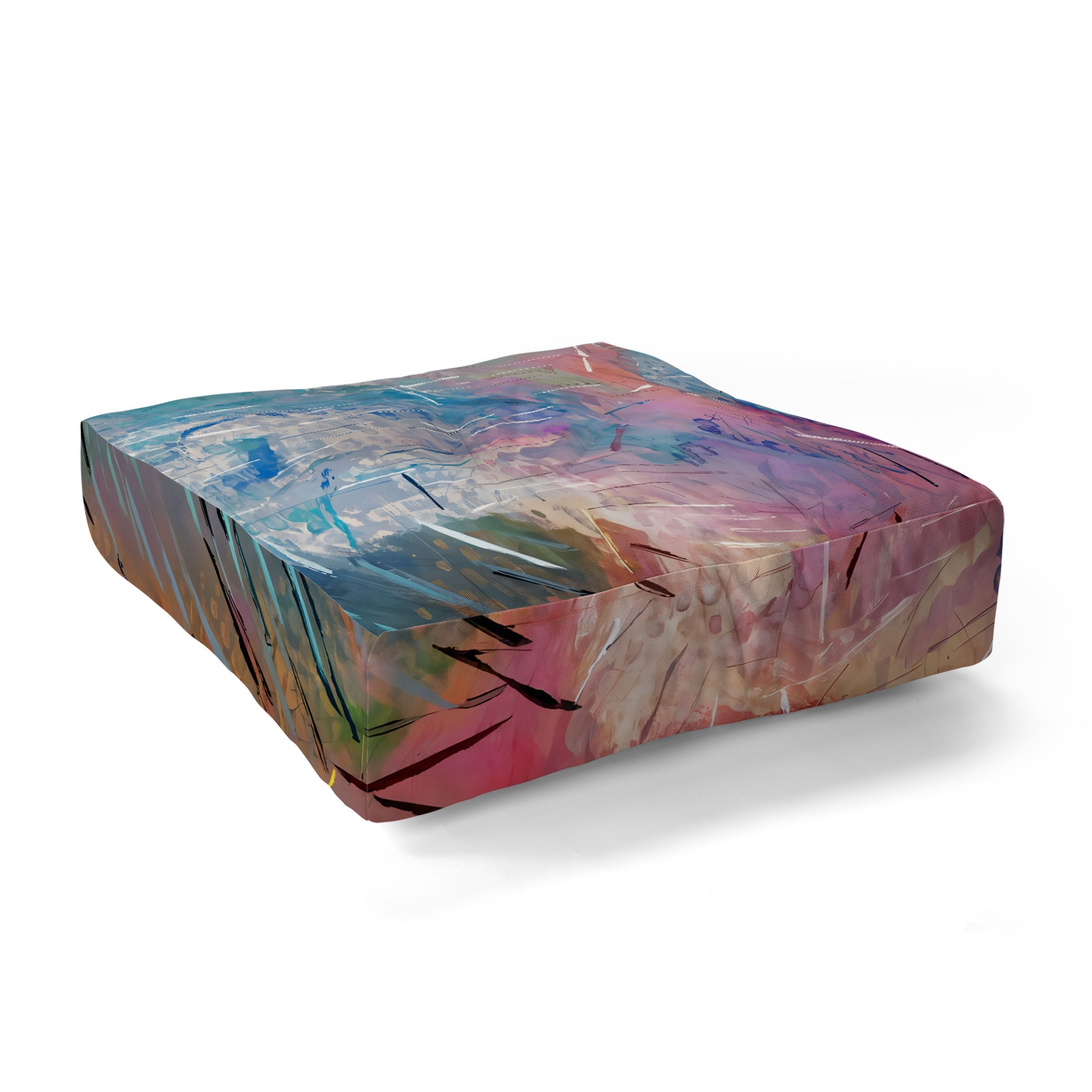 83 Oranges Soul Driven Abstraction Floor Pillow Square