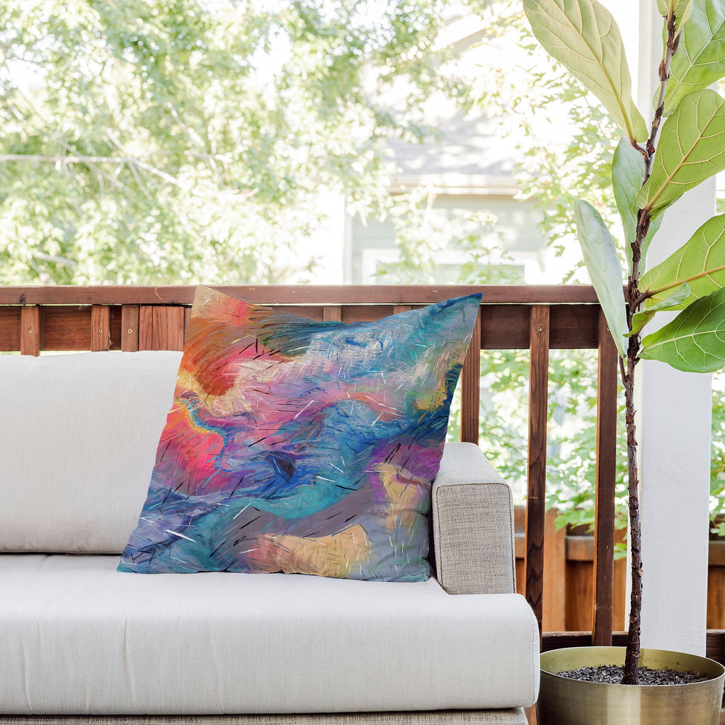 83 Oranges Soul Driven Abstraction Outdoor Throw Pillow