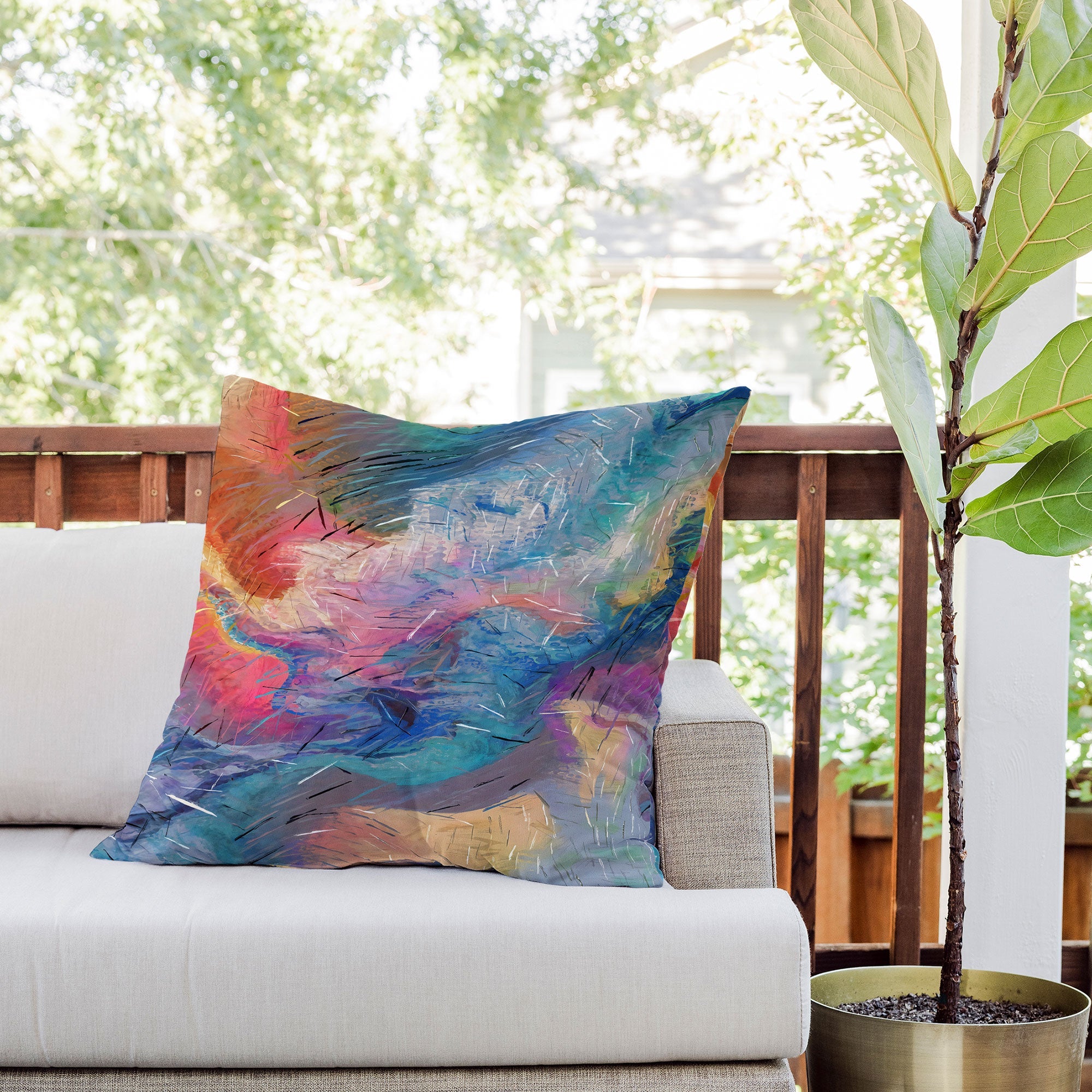 83 Oranges Soul Driven Abstraction Outdoor Throw Pillow