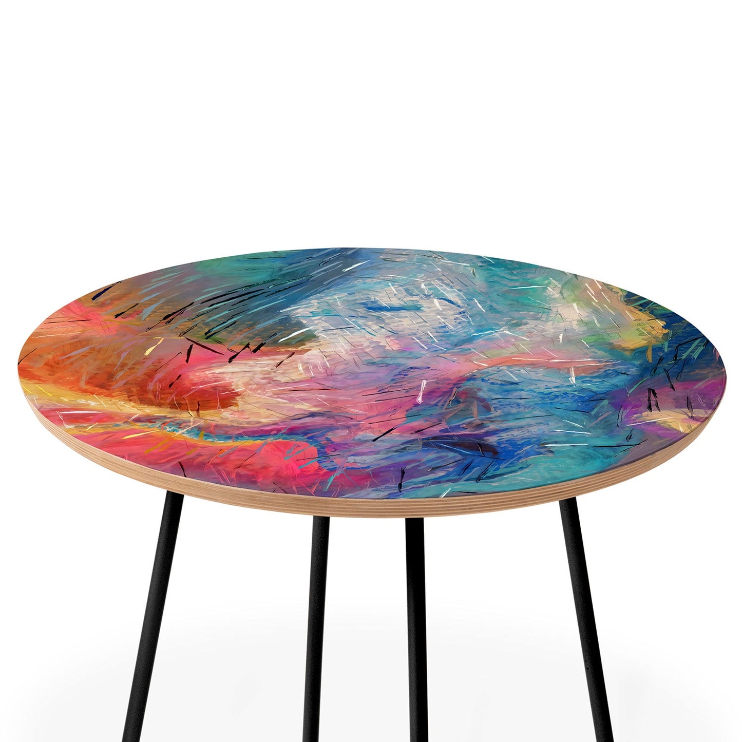 83 Oranges Soul Driven Abstraction Round Side Table