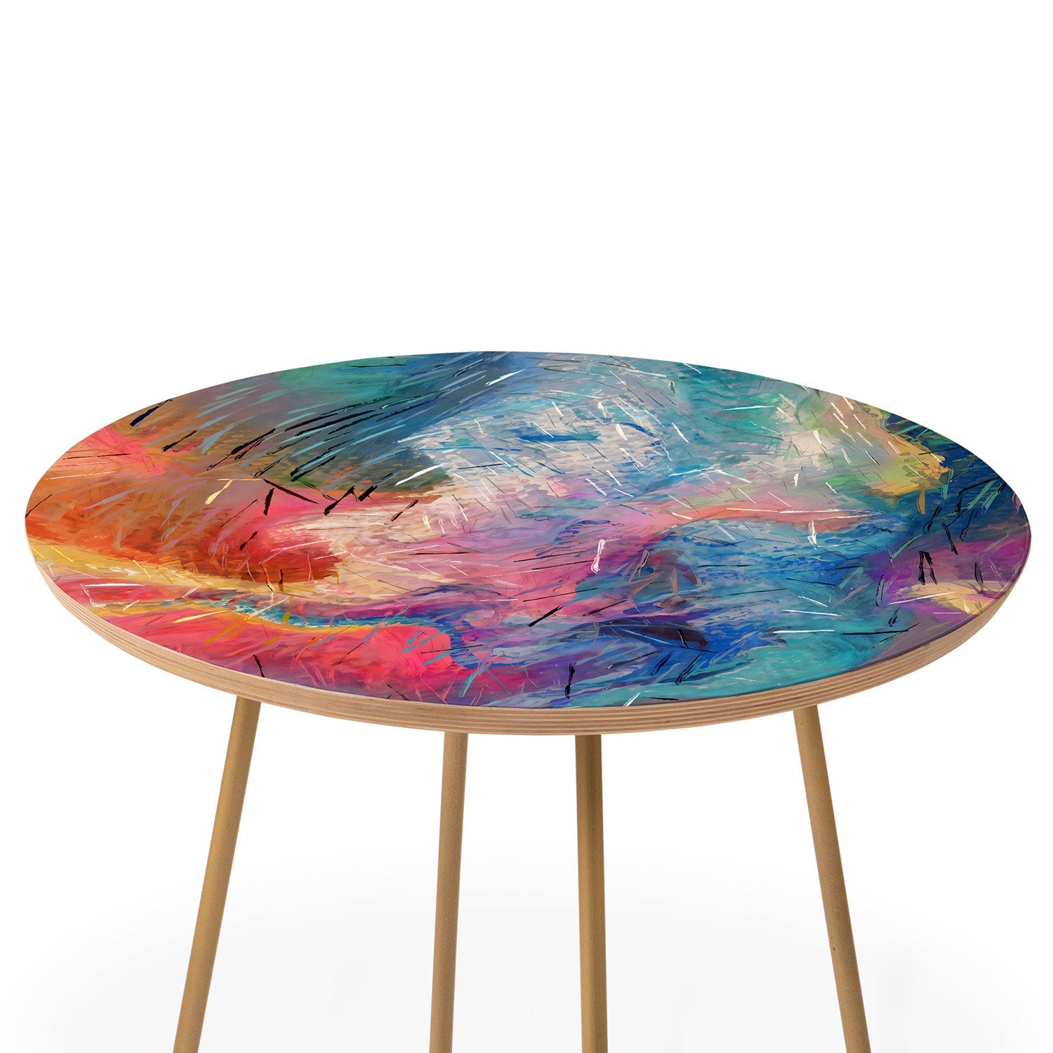83 Oranges Soul Driven Abstraction Round Side Table