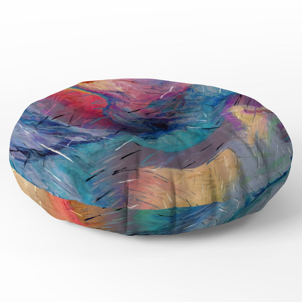83 Oranges Soul Driven Abstraction Floor Pillow Round