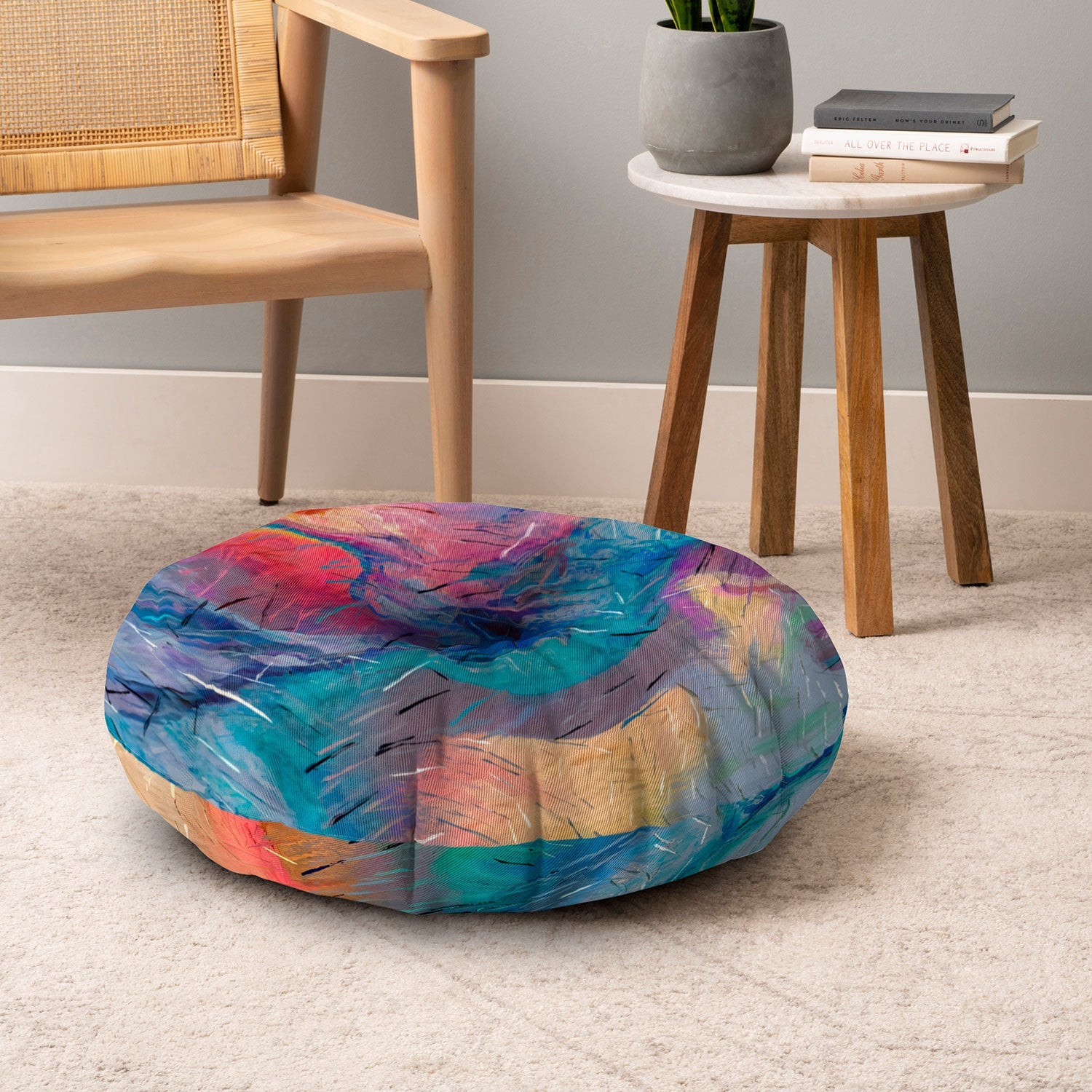 83 Oranges Soul Driven Abstraction Floor Pillow Round