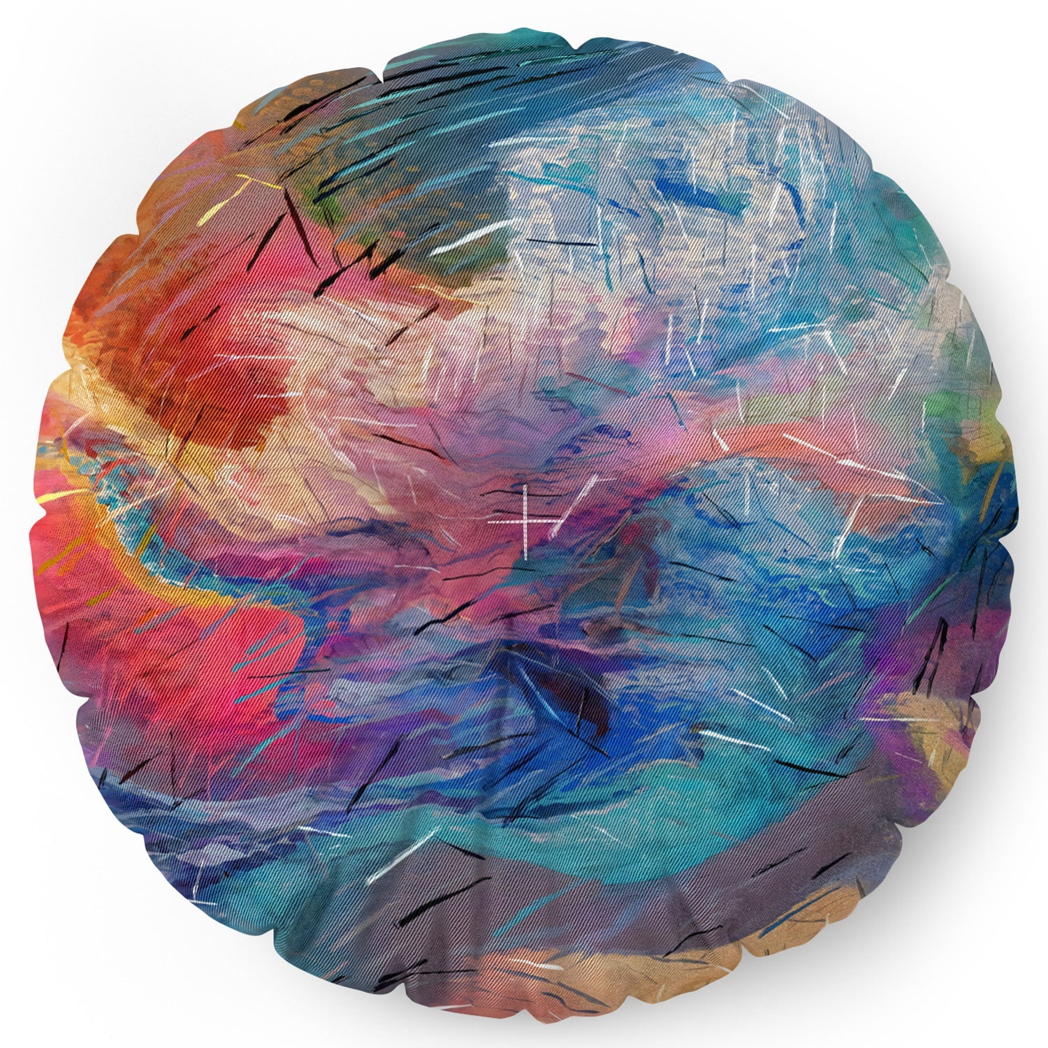 83 Oranges Soul Driven Abstraction Floor Pillow Round