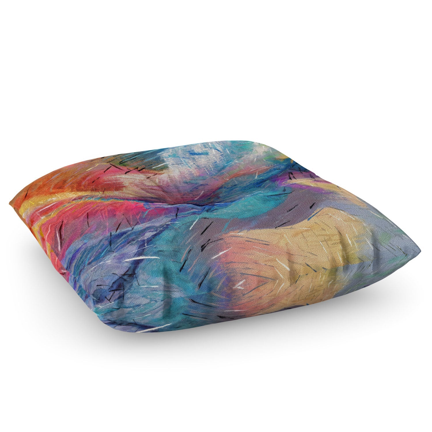 83 Oranges Soul Driven Abstraction Floor Pillow Square