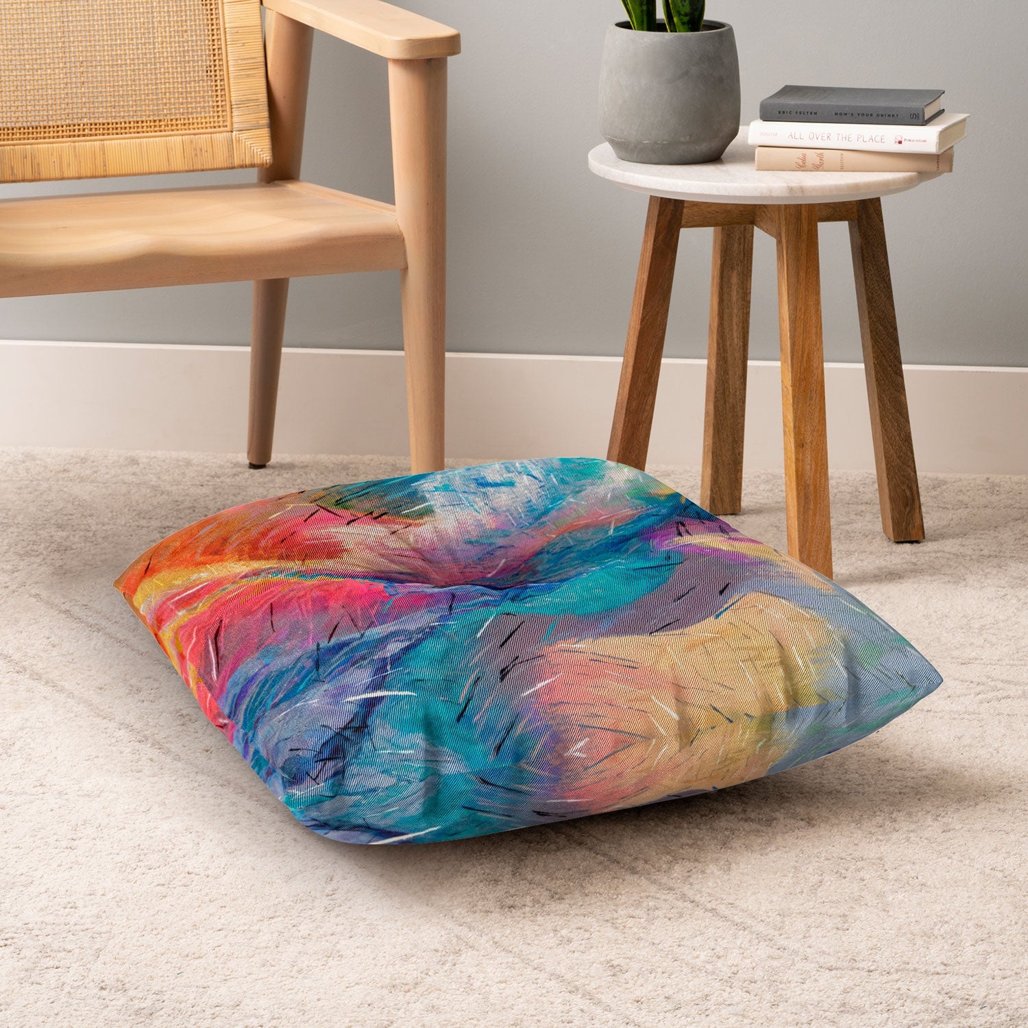 83 Oranges Soul Driven Abstraction Floor Pillow Square