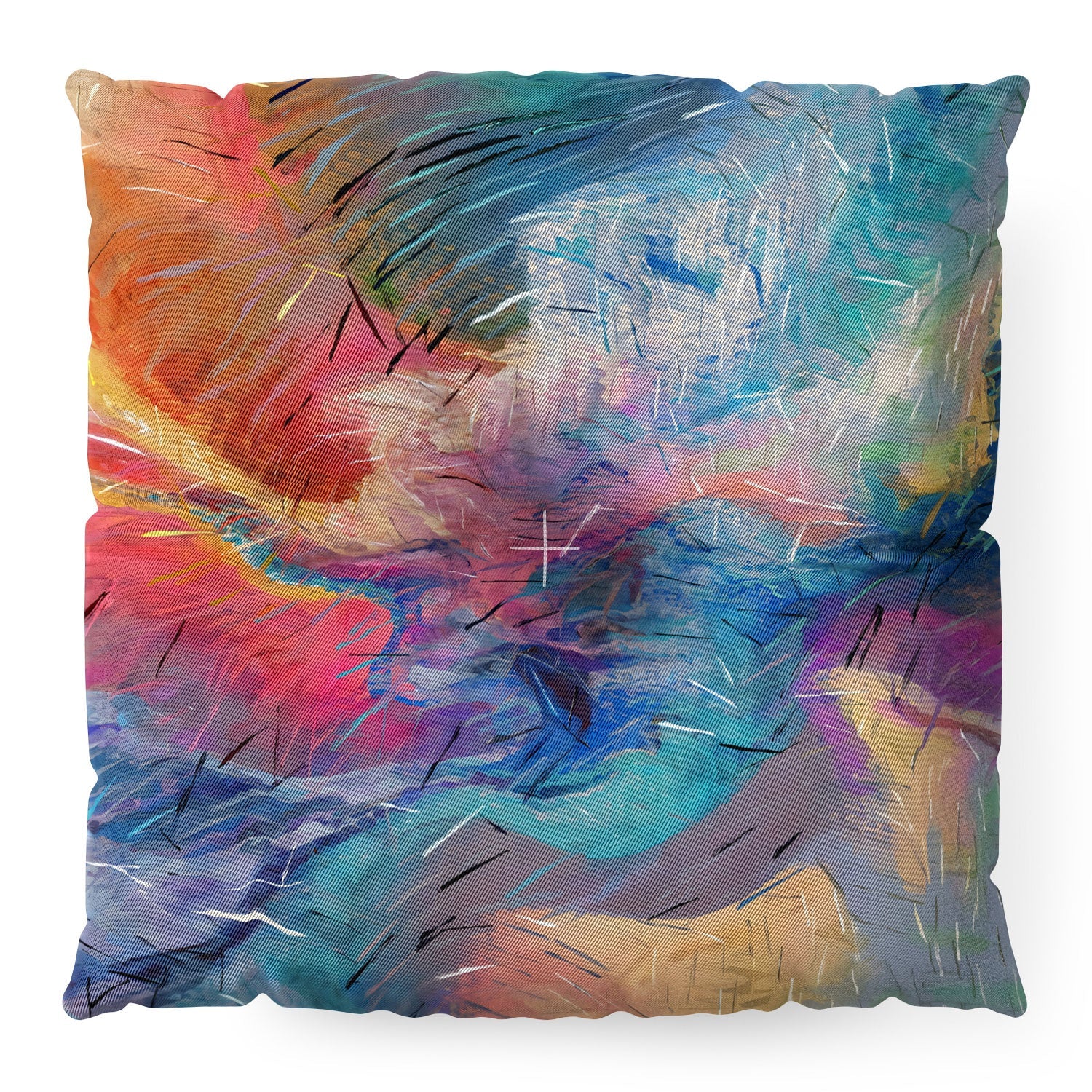 83 Oranges Soul Driven Abstraction Floor Pillow Square