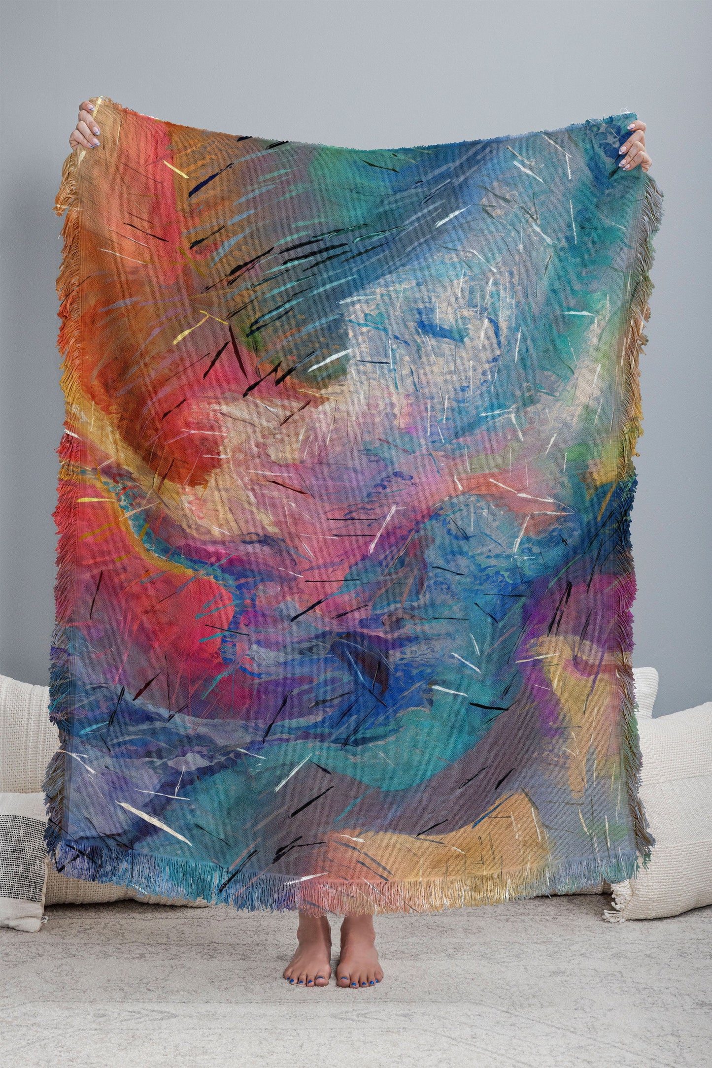 83 Oranges Soul Driven Abstraction Throw Blanket
