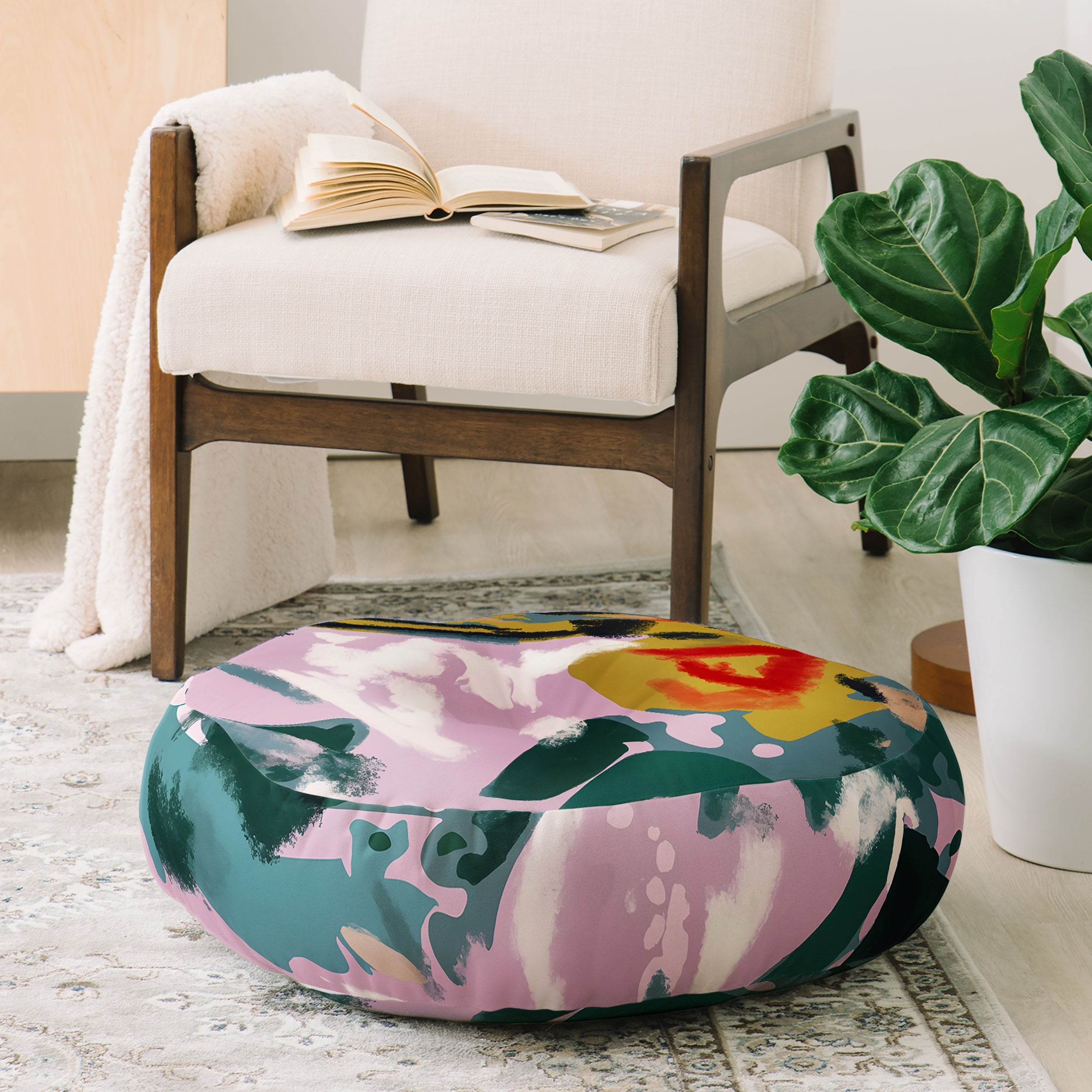 83 Oranges The Olive Watcher Floor Pillow Round