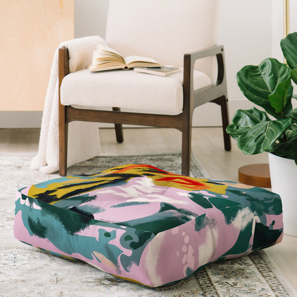 83 Oranges The Olive Watcher Floor Pillow Square