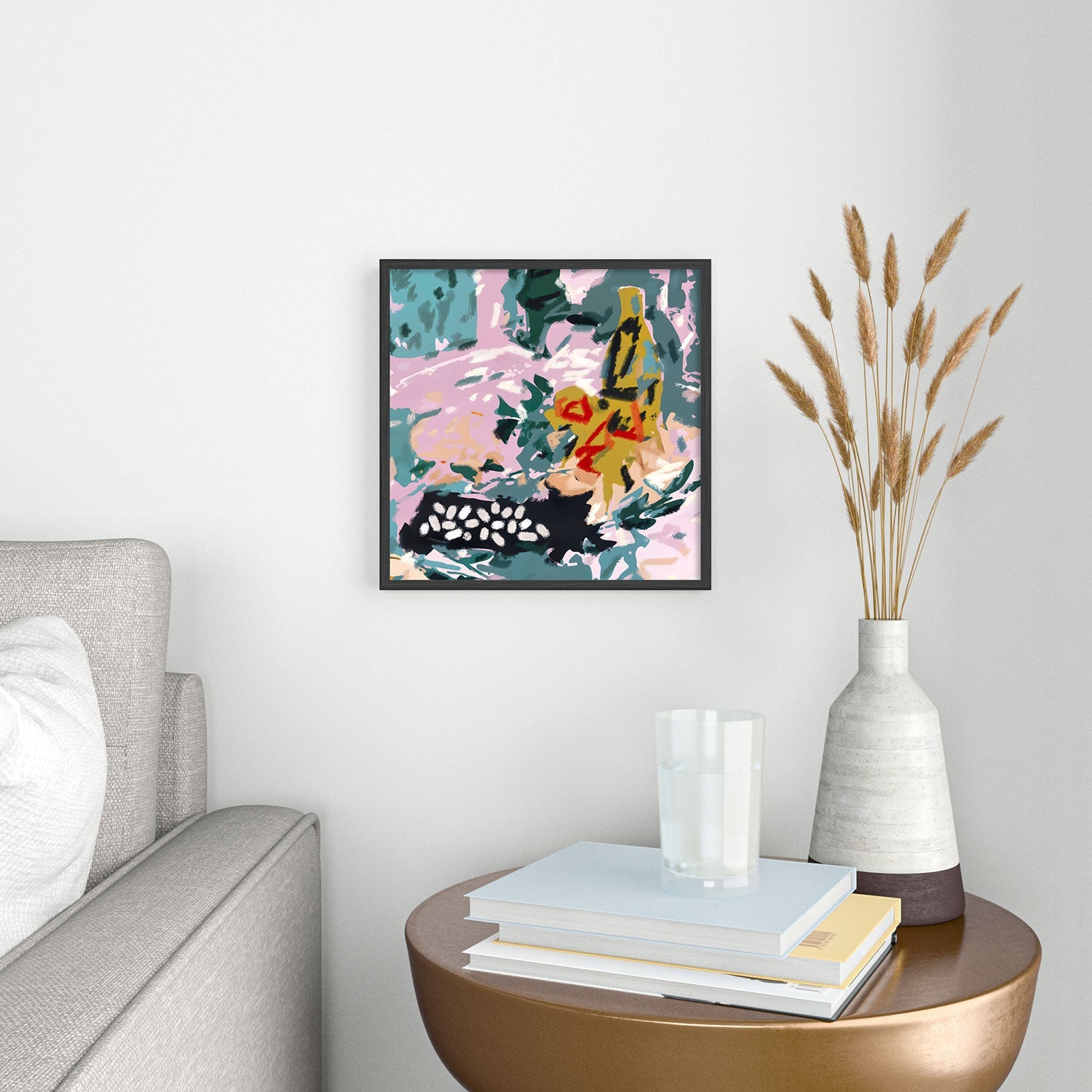 83 Oranges The Olive Watcher Square Metal Framed Art Print