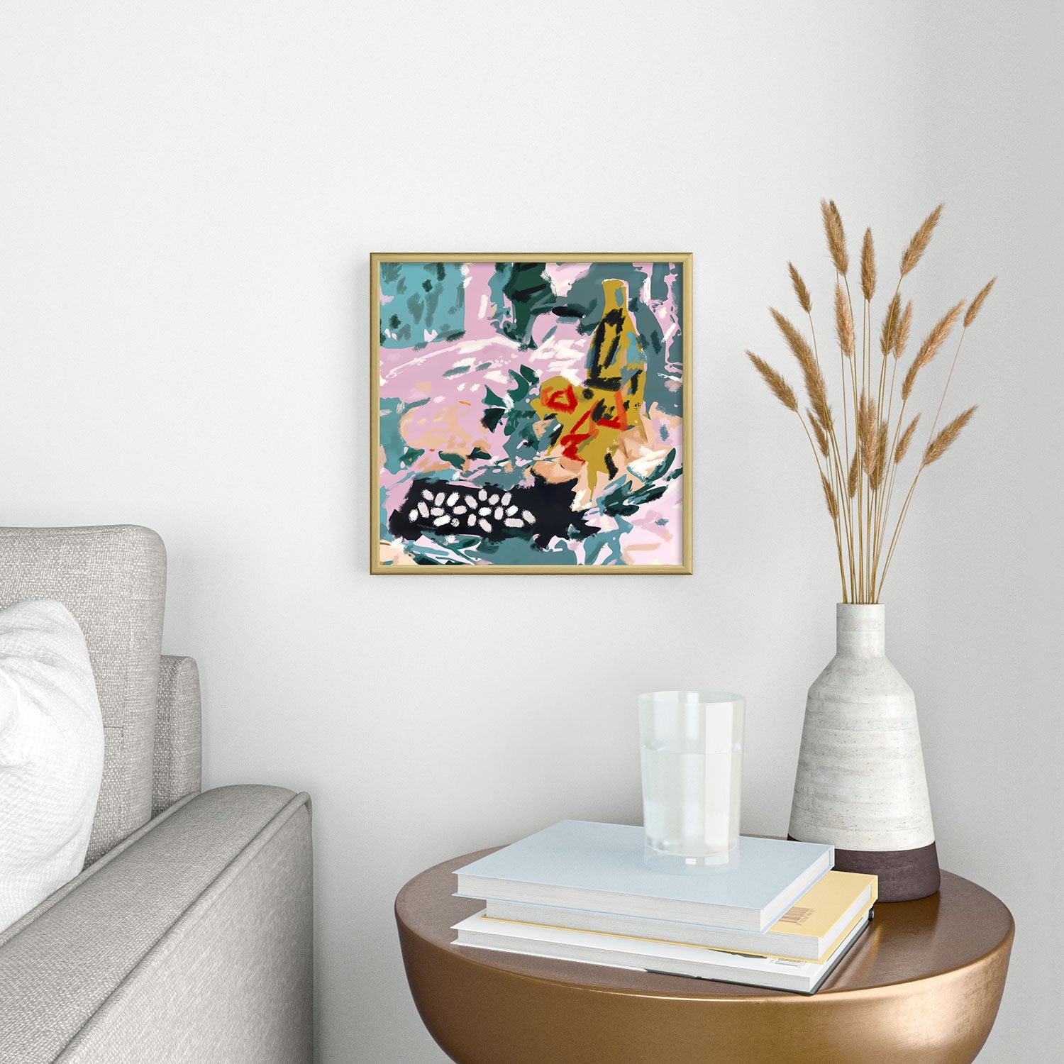 83 Oranges The Olive Watcher Square Metal Framed Art Print