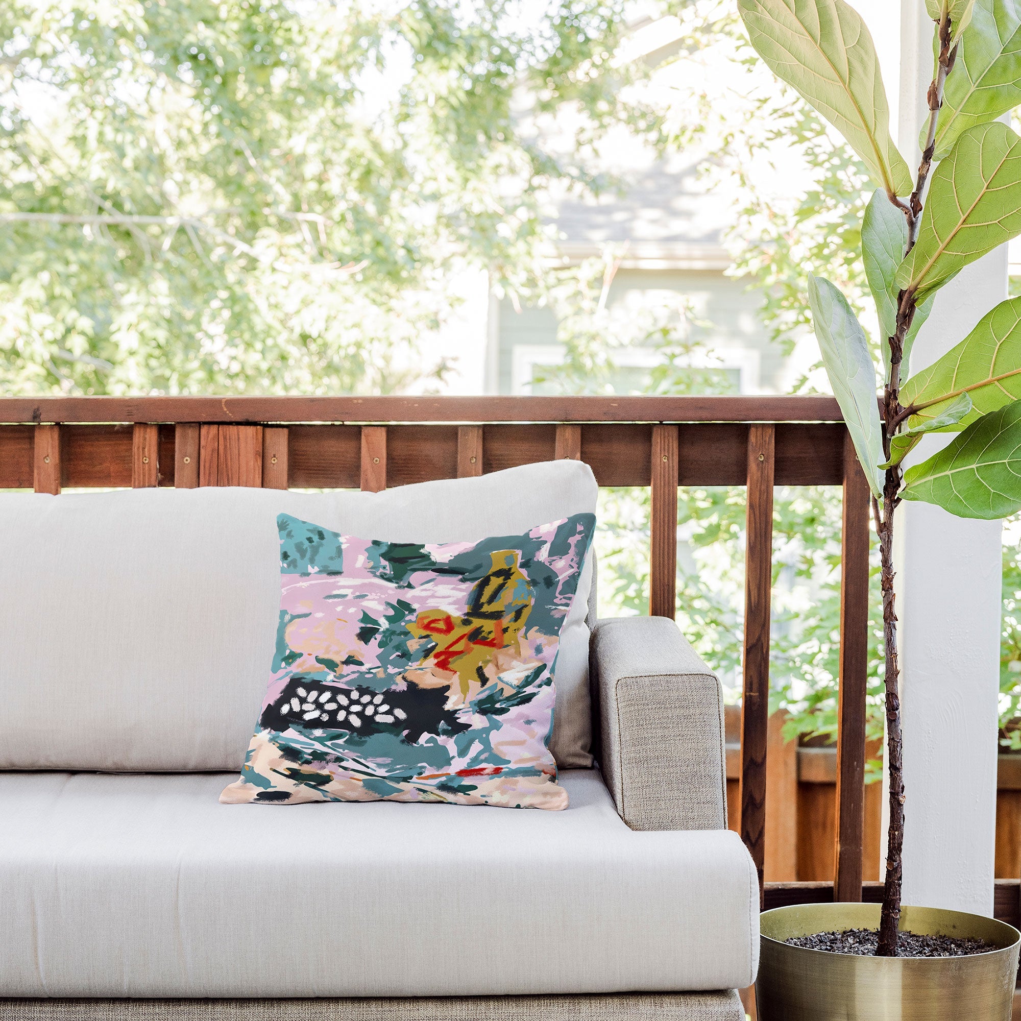 83 Oranges The Olive Watcher Outdoor Throw Pillow
