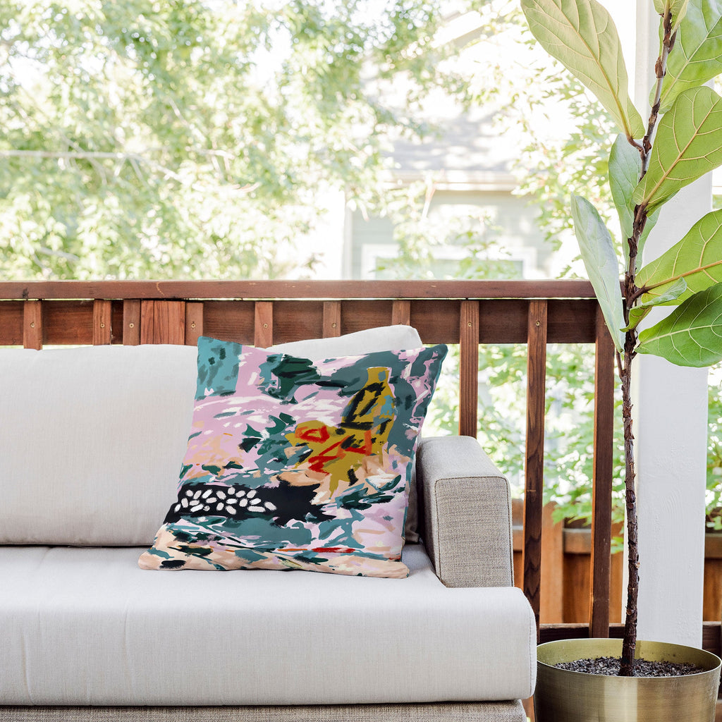 83 Oranges The Olive Watcher Outdoor Throw Pillow