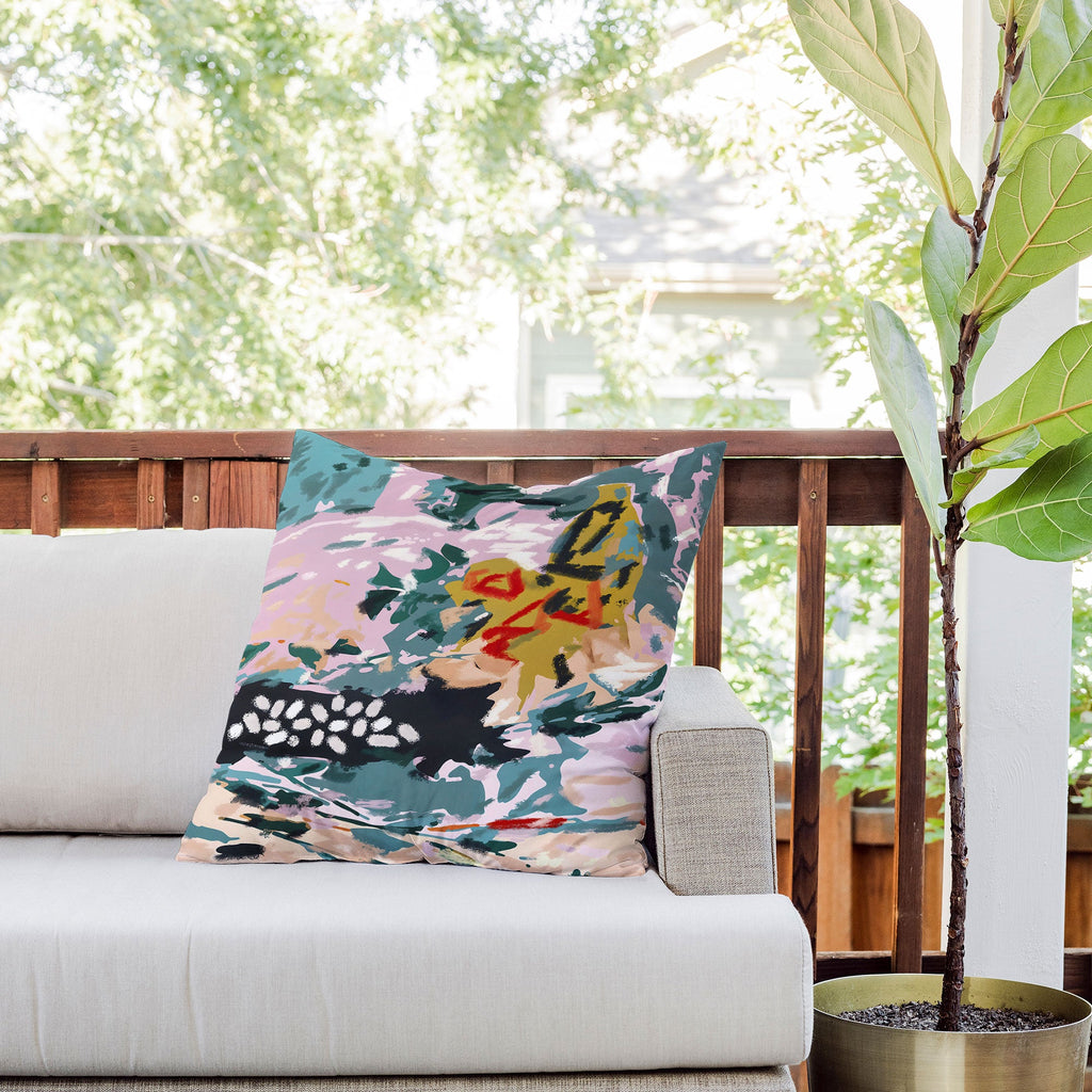 83 Oranges The Olive Watcher Outdoor Throw Pillow