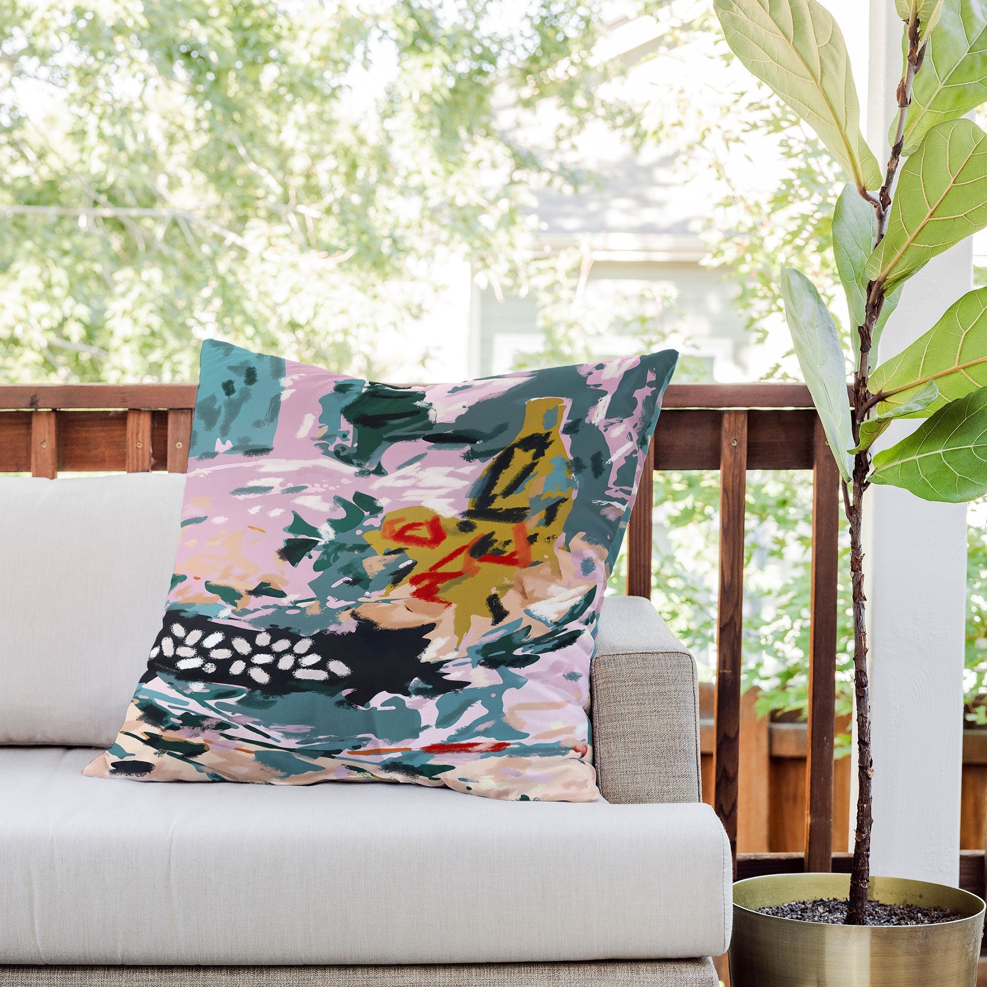 83 Oranges The Olive Watcher Outdoor Throw Pillow