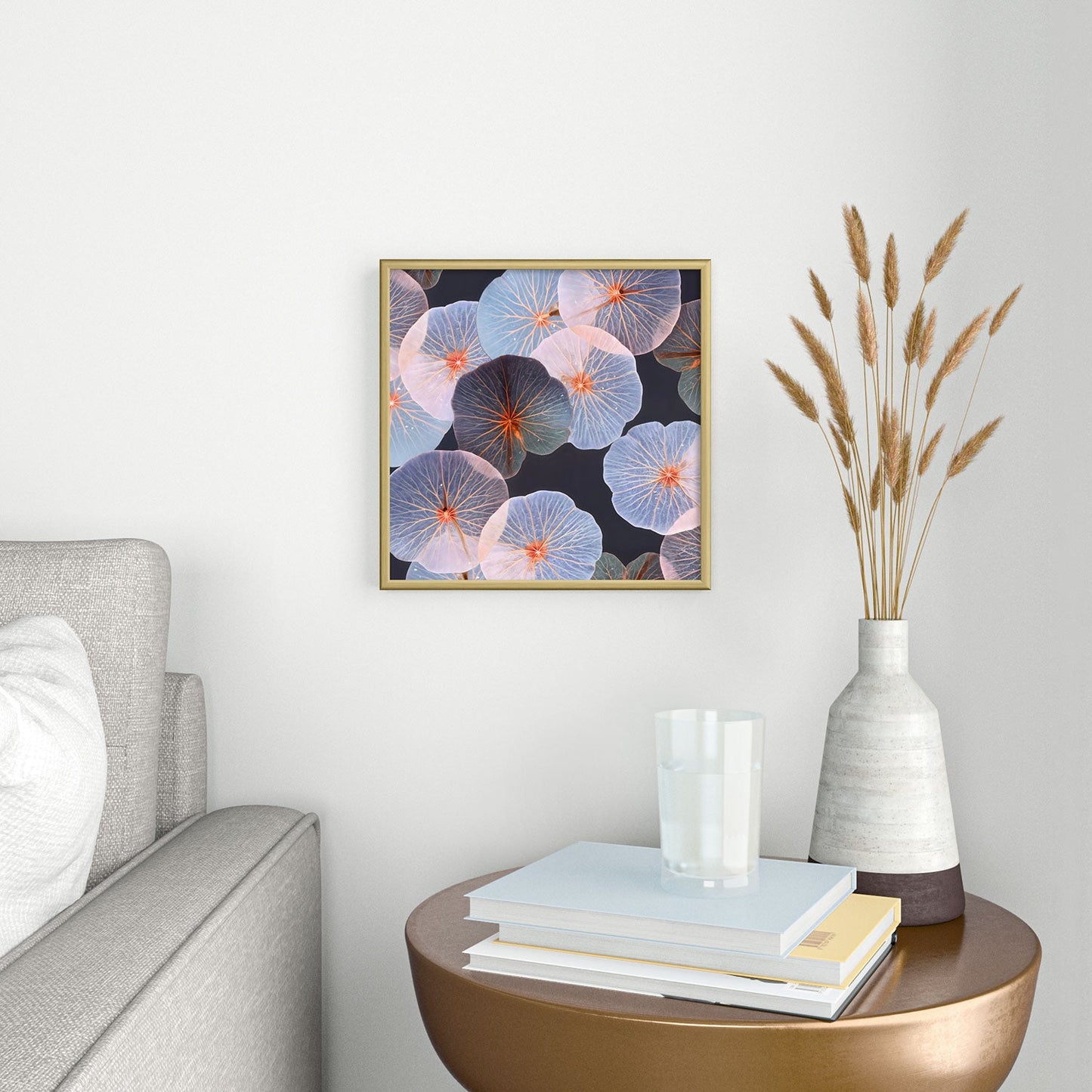 83 Oranges Translucence Square Metal Framed Art Print