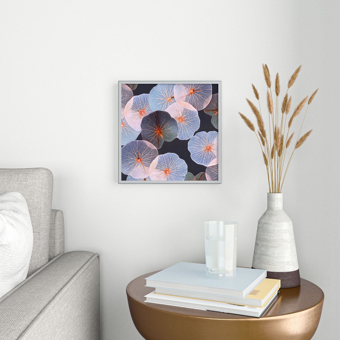 83 Oranges Translucence Square Metal Framed Art Print