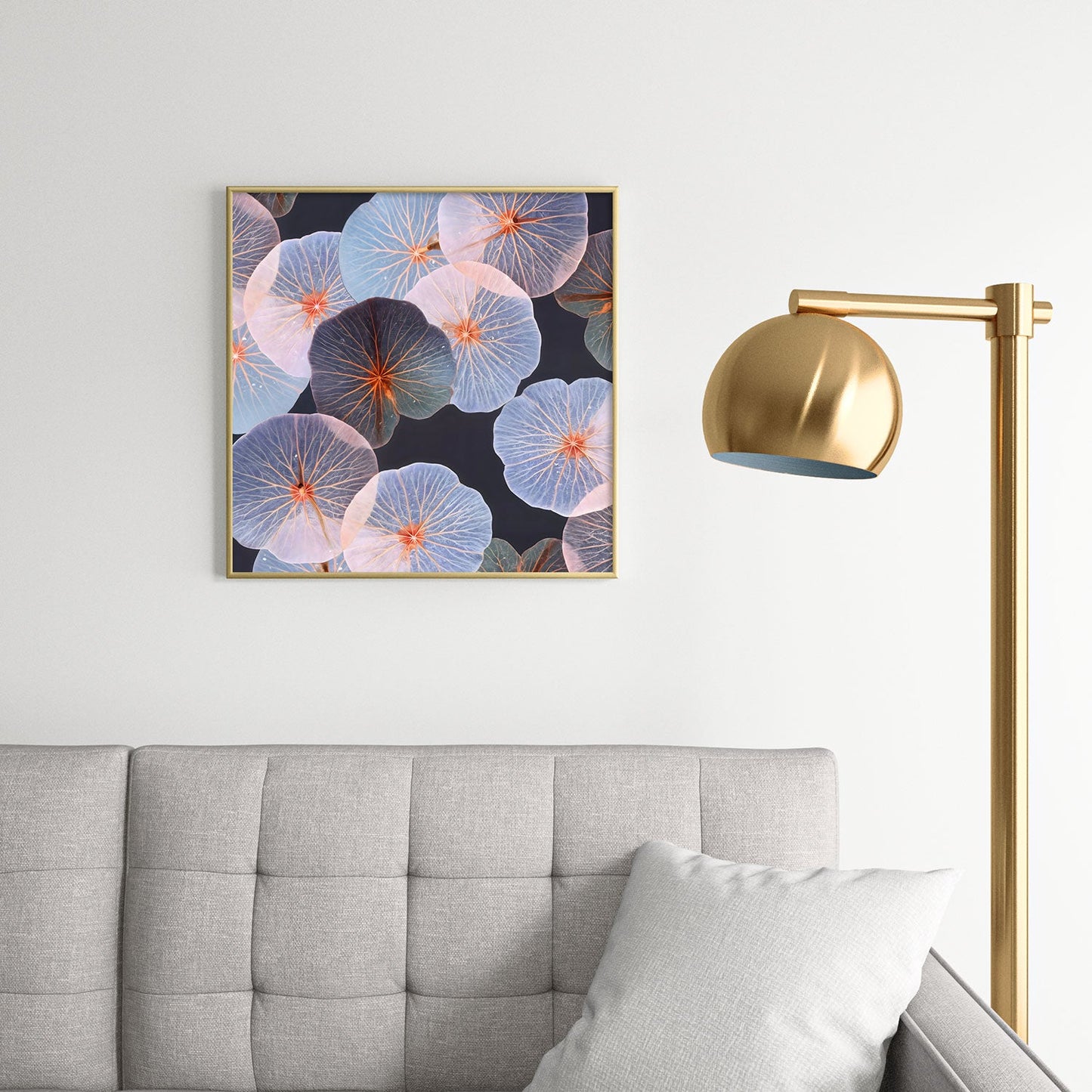 83 Oranges Translucence Square Metal Framed Art Print