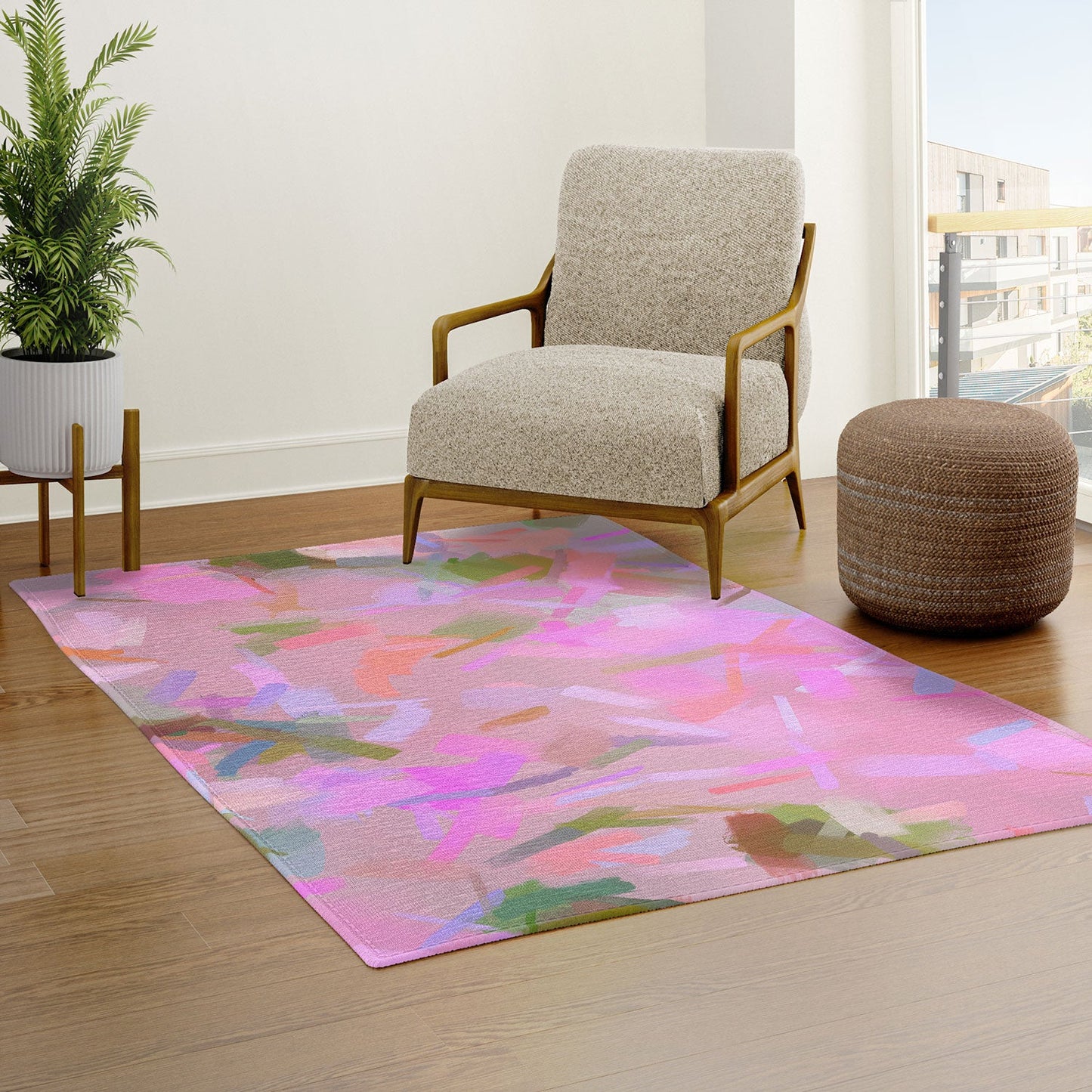 83 Oranges Whispers In Pink Area Rug