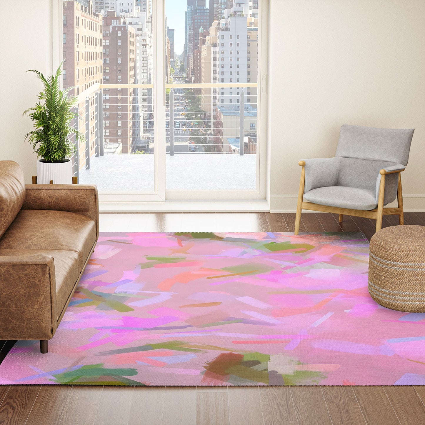 83 Oranges Whispers In Pink Area Rug