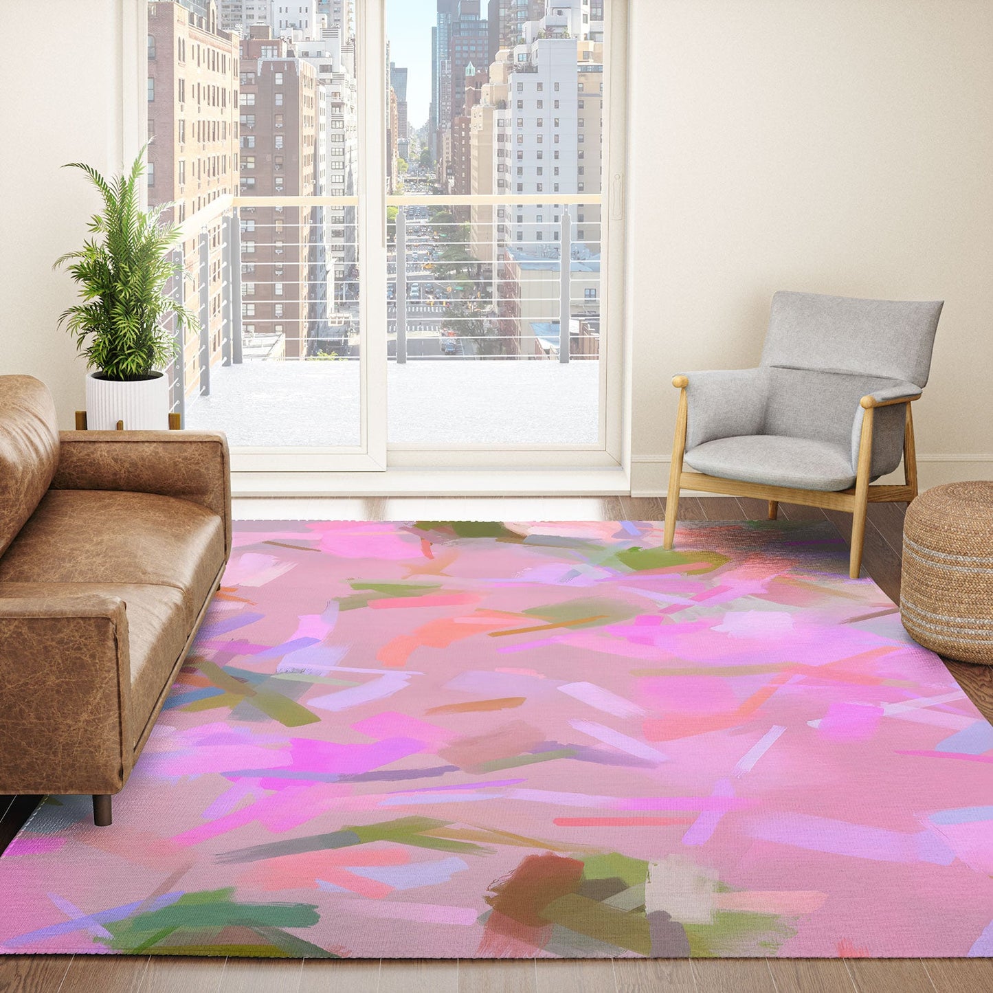 83 Oranges Whispers In Pink Area Rug