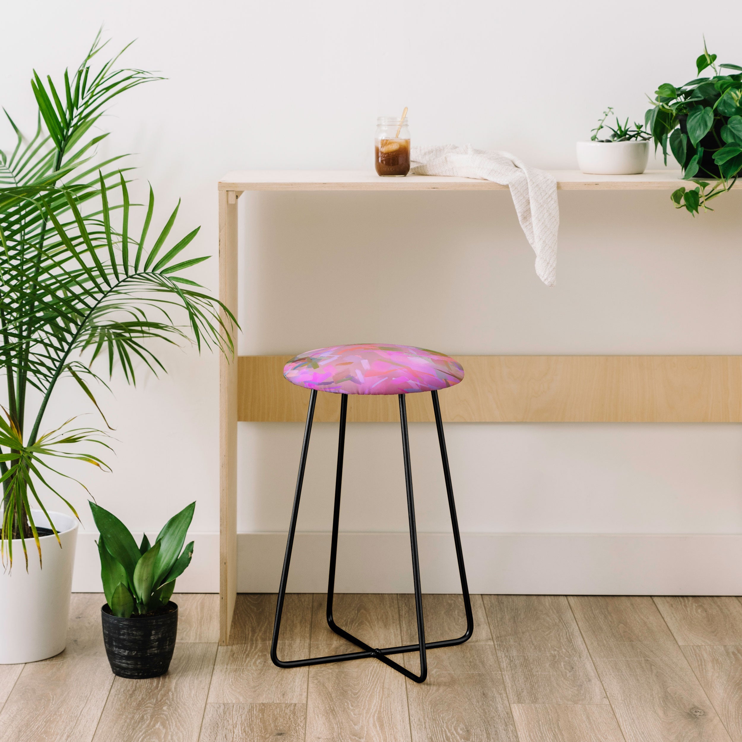 83 Oranges Whispers In Pink Counter Stool