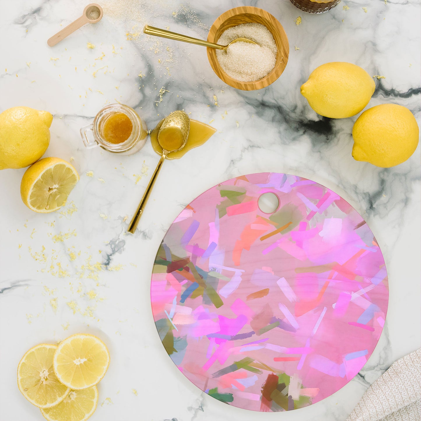 83 Oranges Whispers In Pink Cutting Board Round