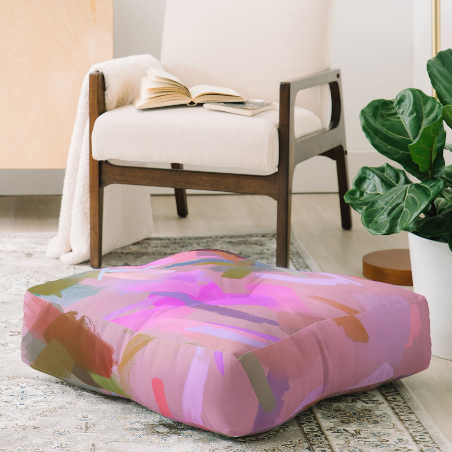 83 Oranges Whispers In Pink Floor Pillow Square