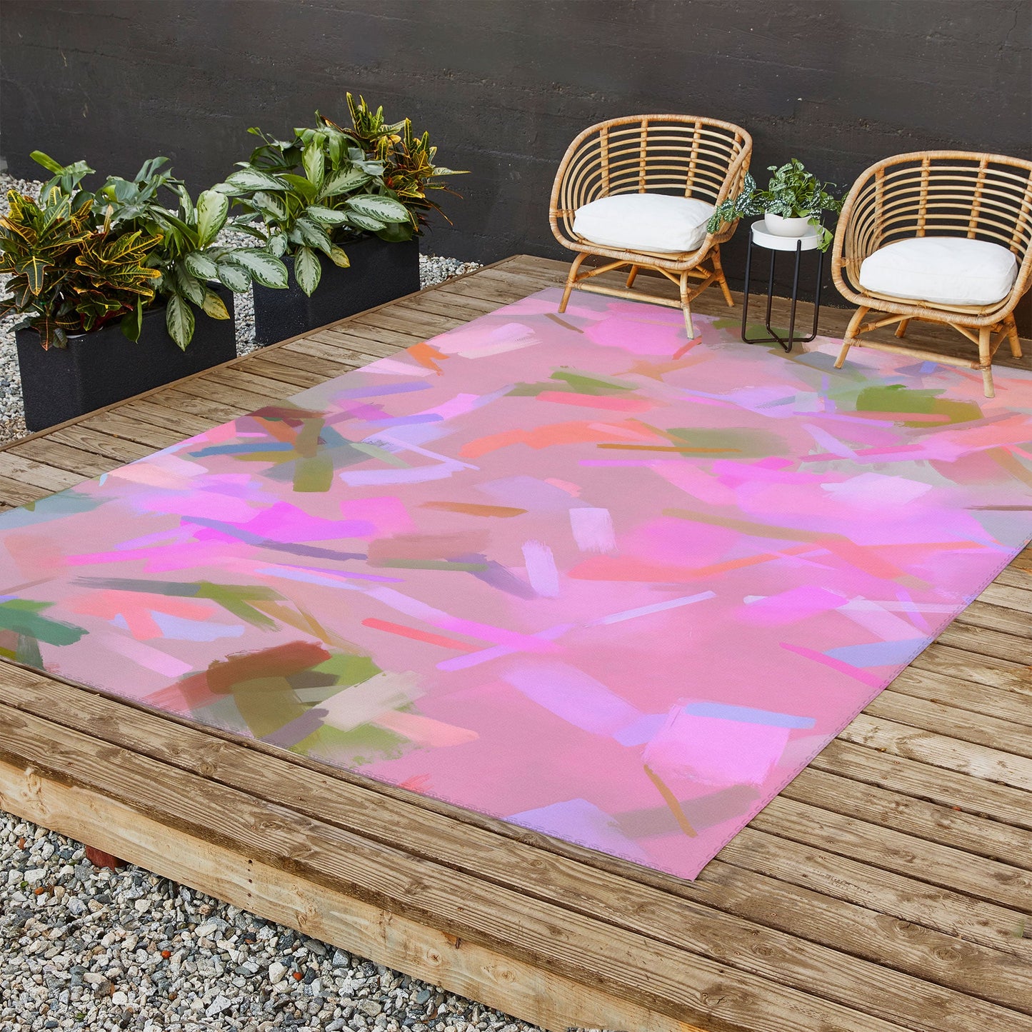83 Oranges Whispers In Pink Outdoor Rug