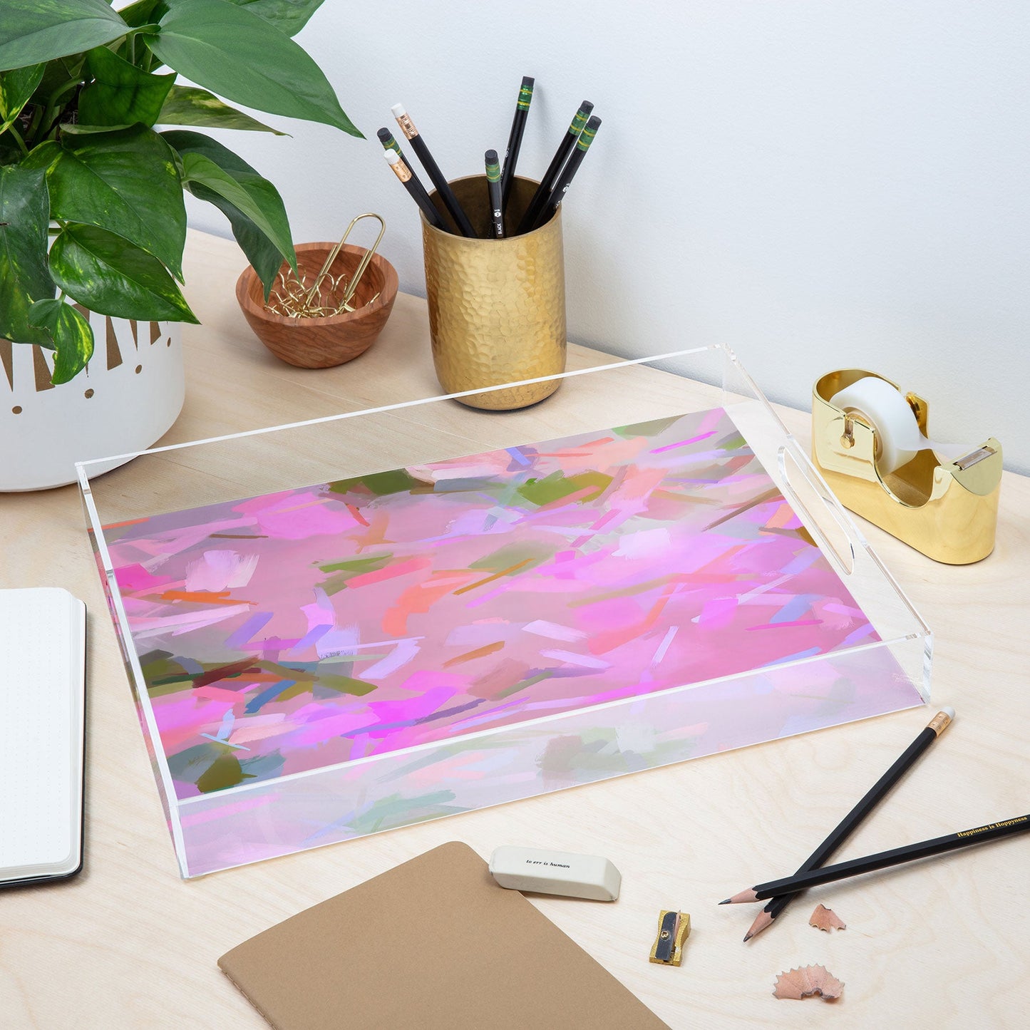 83 Oranges Whispers In Pink Acrylic Tray