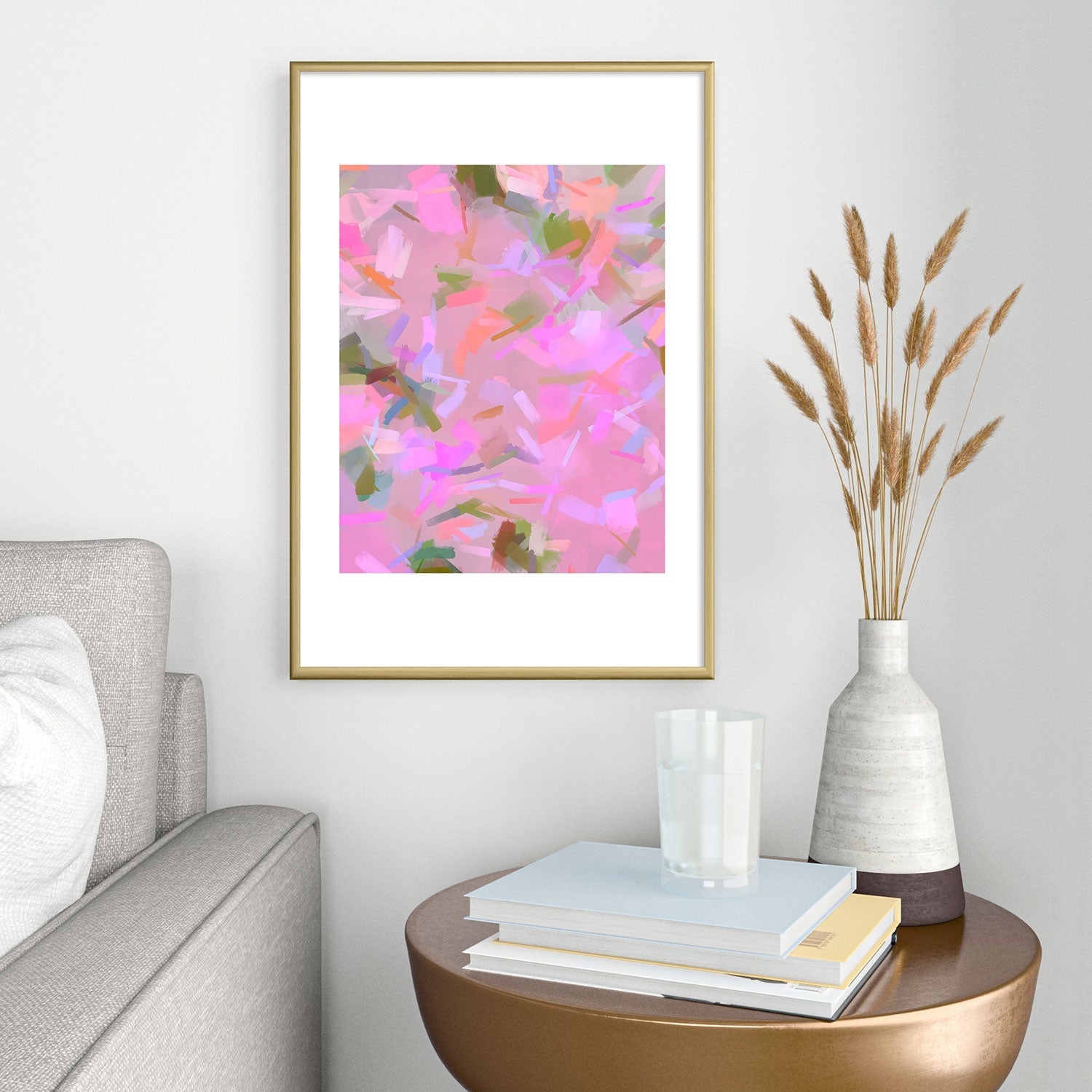 83 Oranges Whispers In Pink Metal Framed Art Print