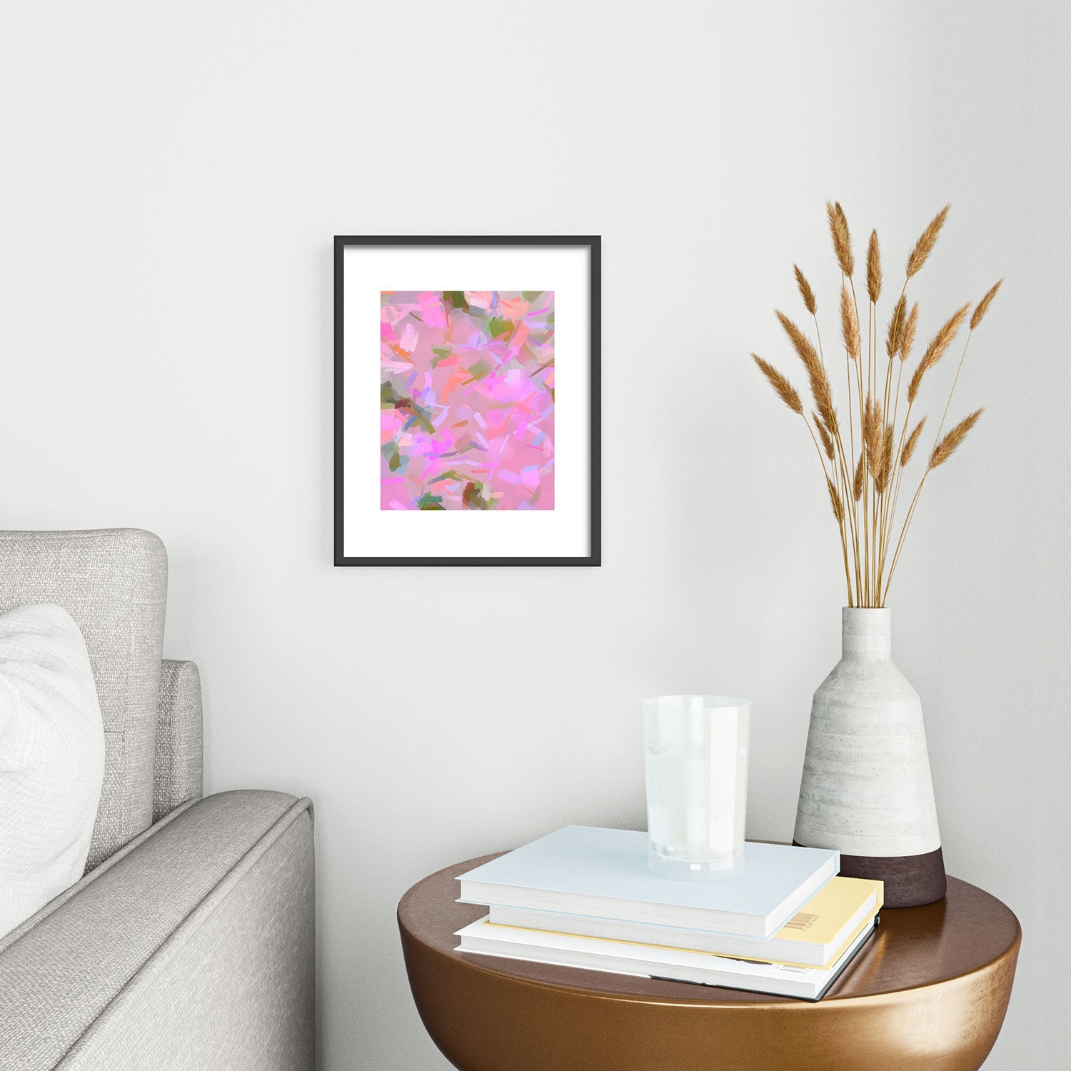 83 Oranges Whispers In Pink Metal Framed Art Print