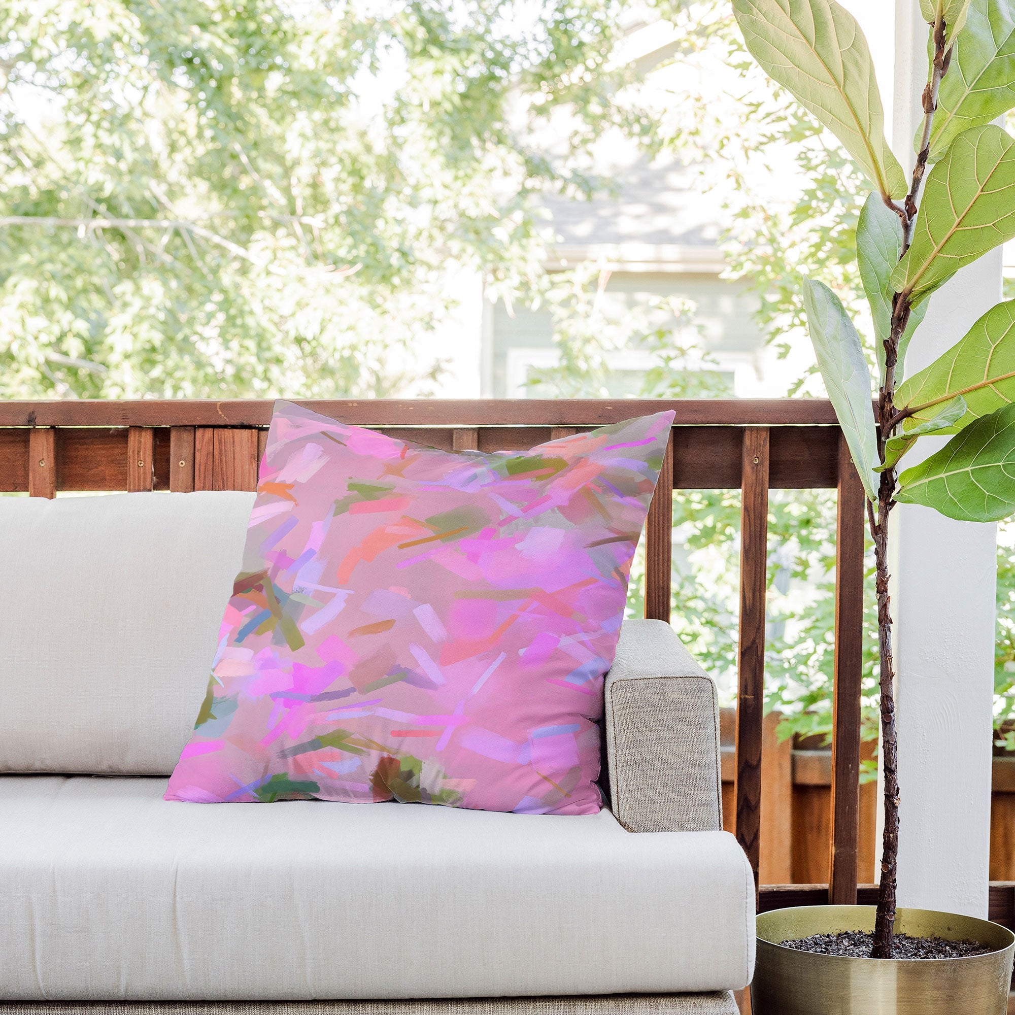 83 Oranges Whispers In Pink Outdoor Throw Pillow