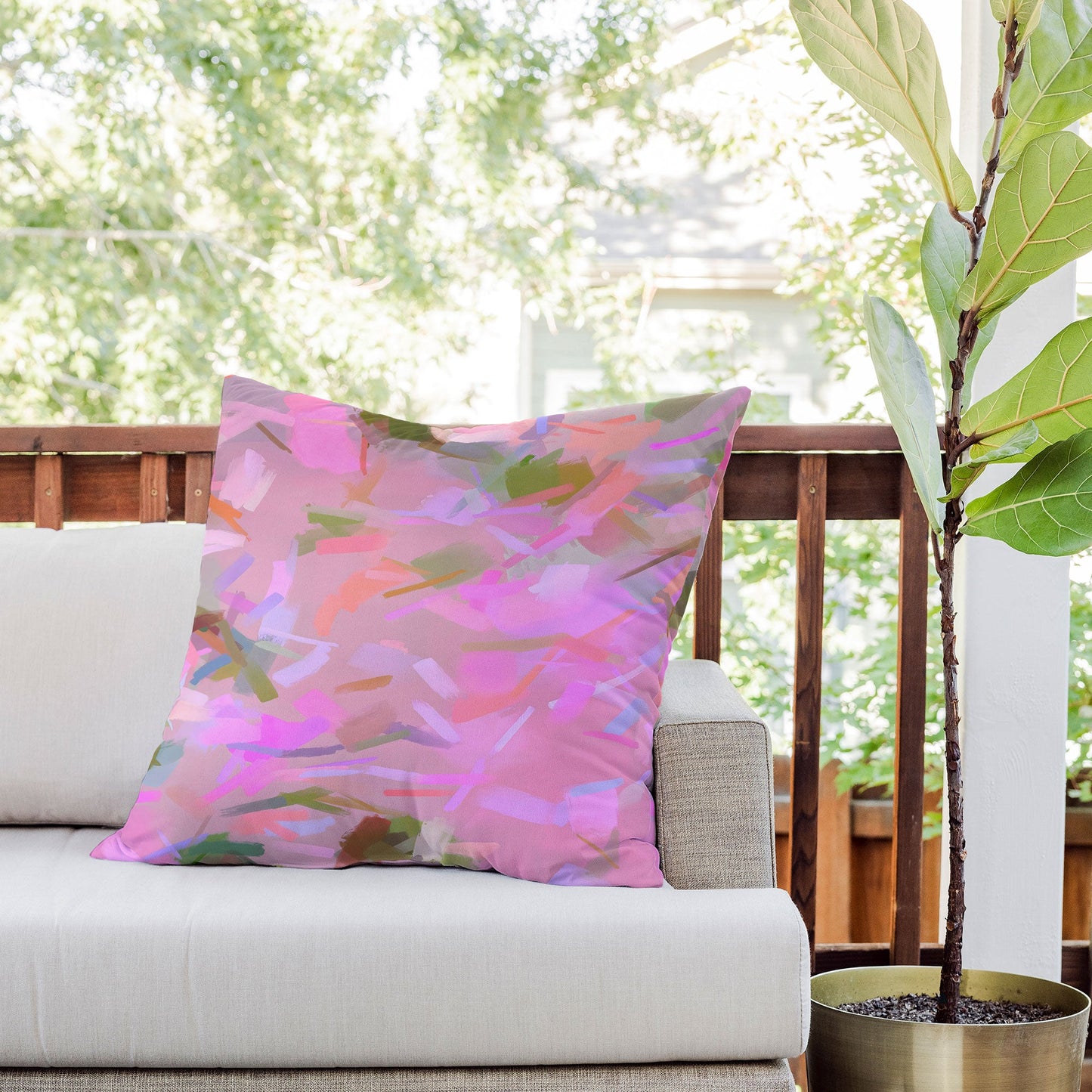 83 Oranges Whispers In Pink Outdoor Throw Pillow