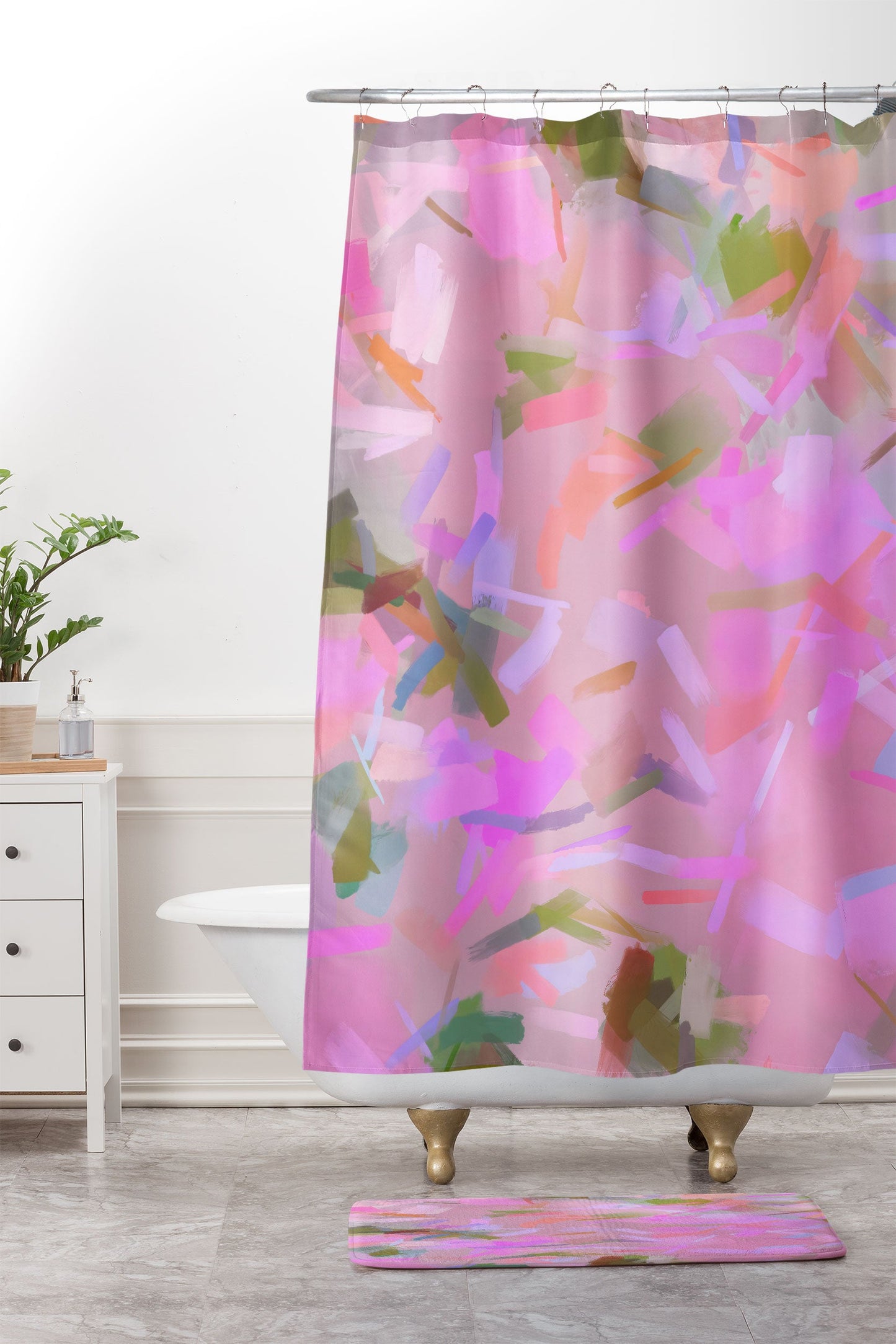 83 Oranges Whispers In Pink Memory Foam Bath Mat