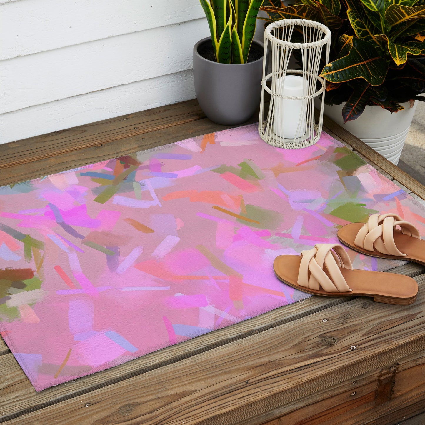 83 Oranges Whispers In Pink Outdoor Rug