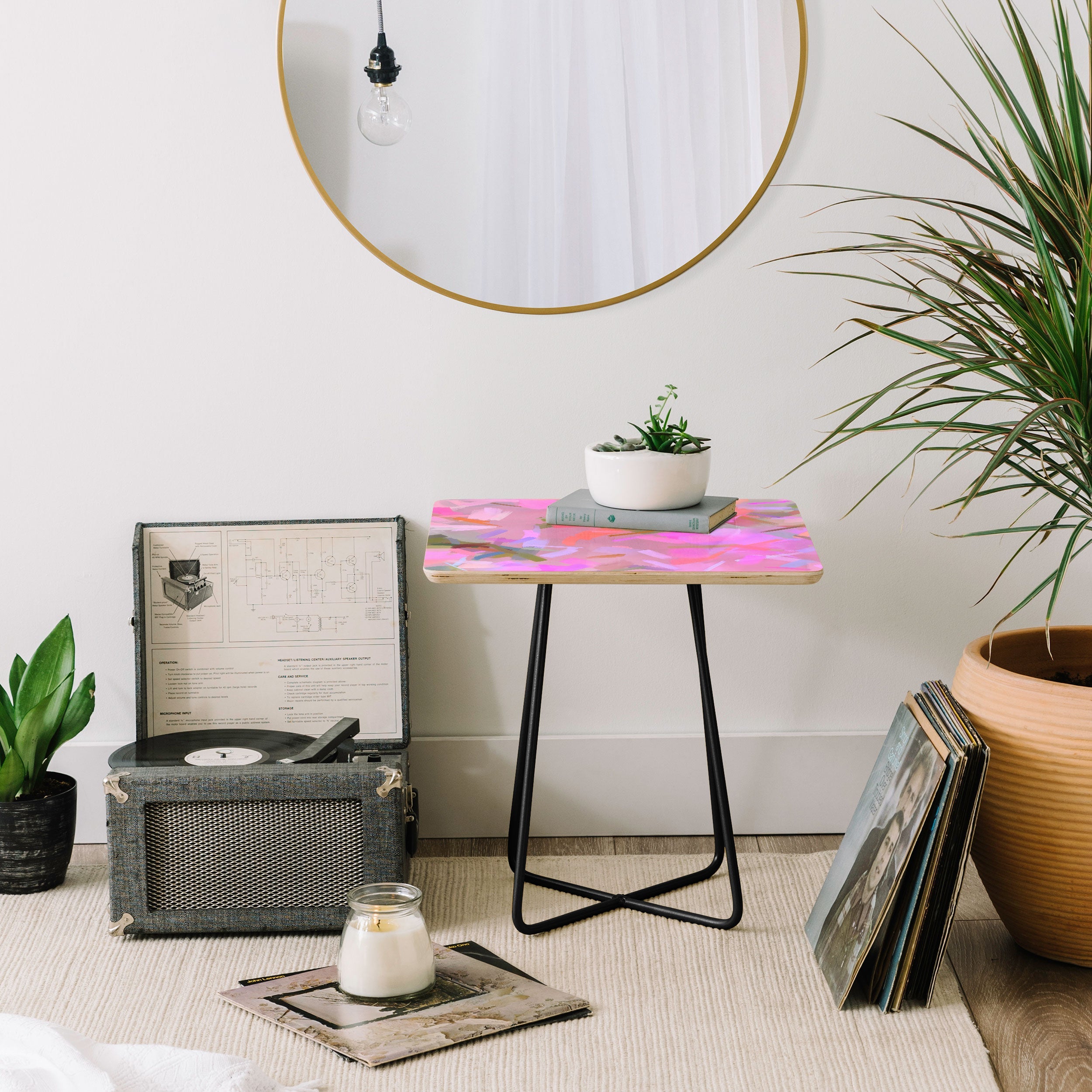 83 Oranges Whispers In Pink Side Table