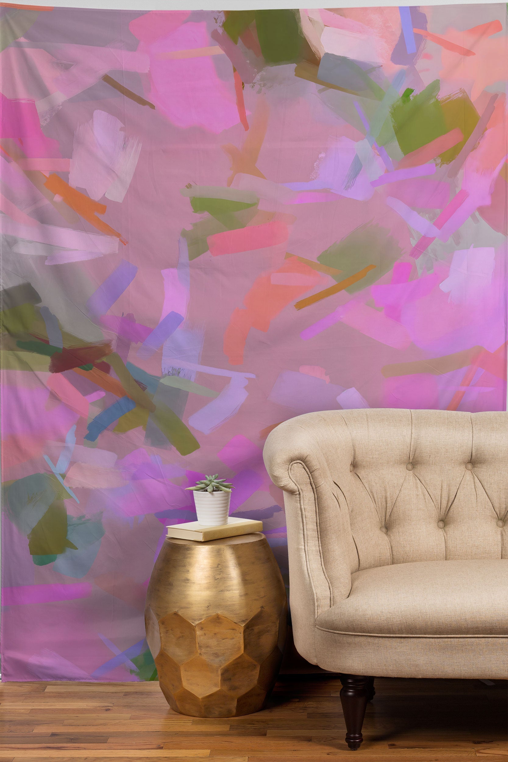 83 Oranges Whispers In Pink Tapestry