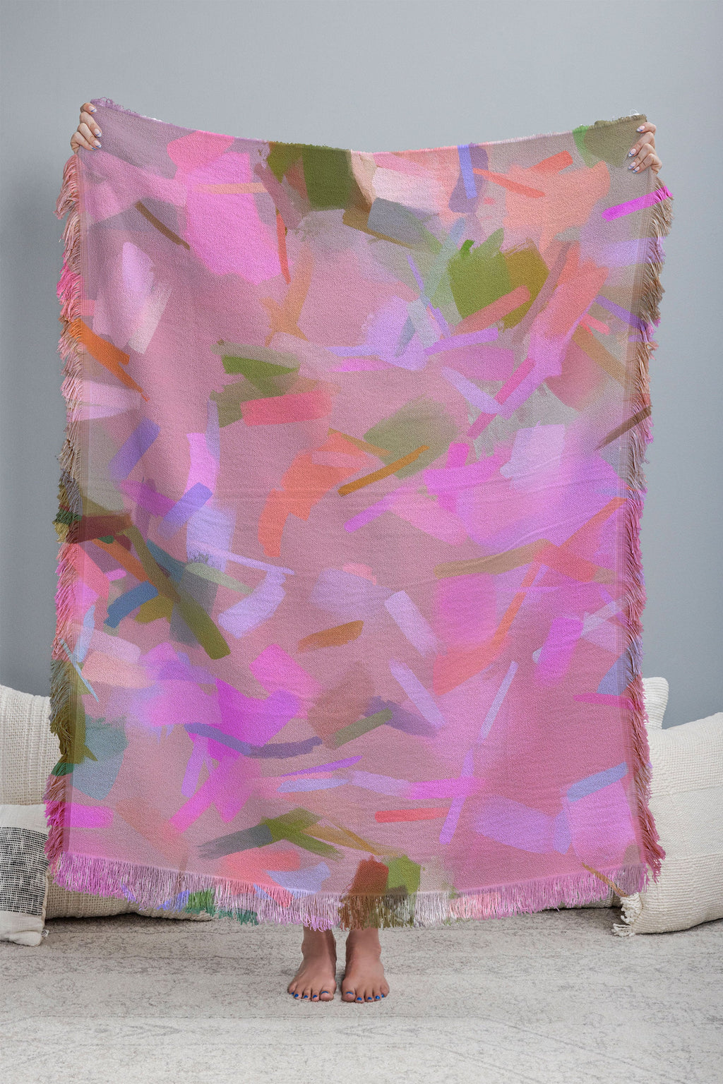 83 Oranges Whispers In Pink Throw Blanket