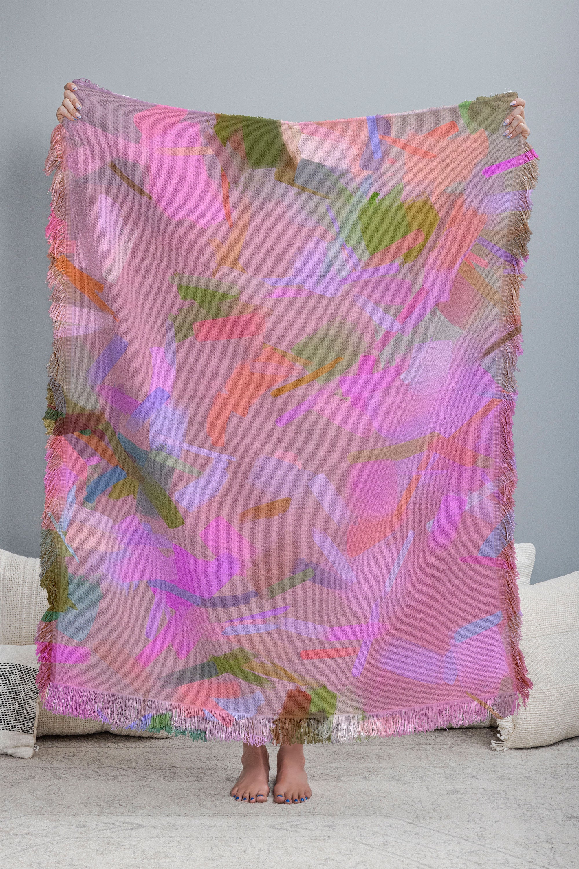 83 Oranges Whispers In Pink Throw Blanket