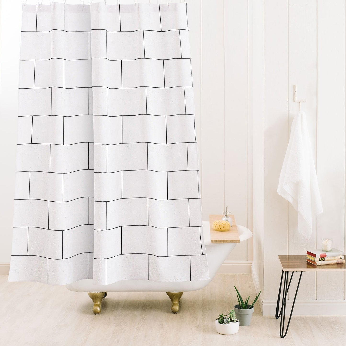 83 Oranges White Brick Imperfection Shower Curtain