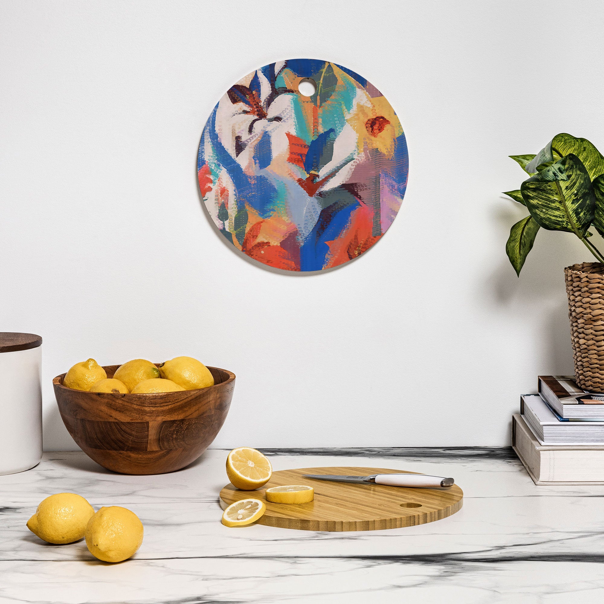 83 Oranges Wild Petals Rhapsody Cutting Board Round