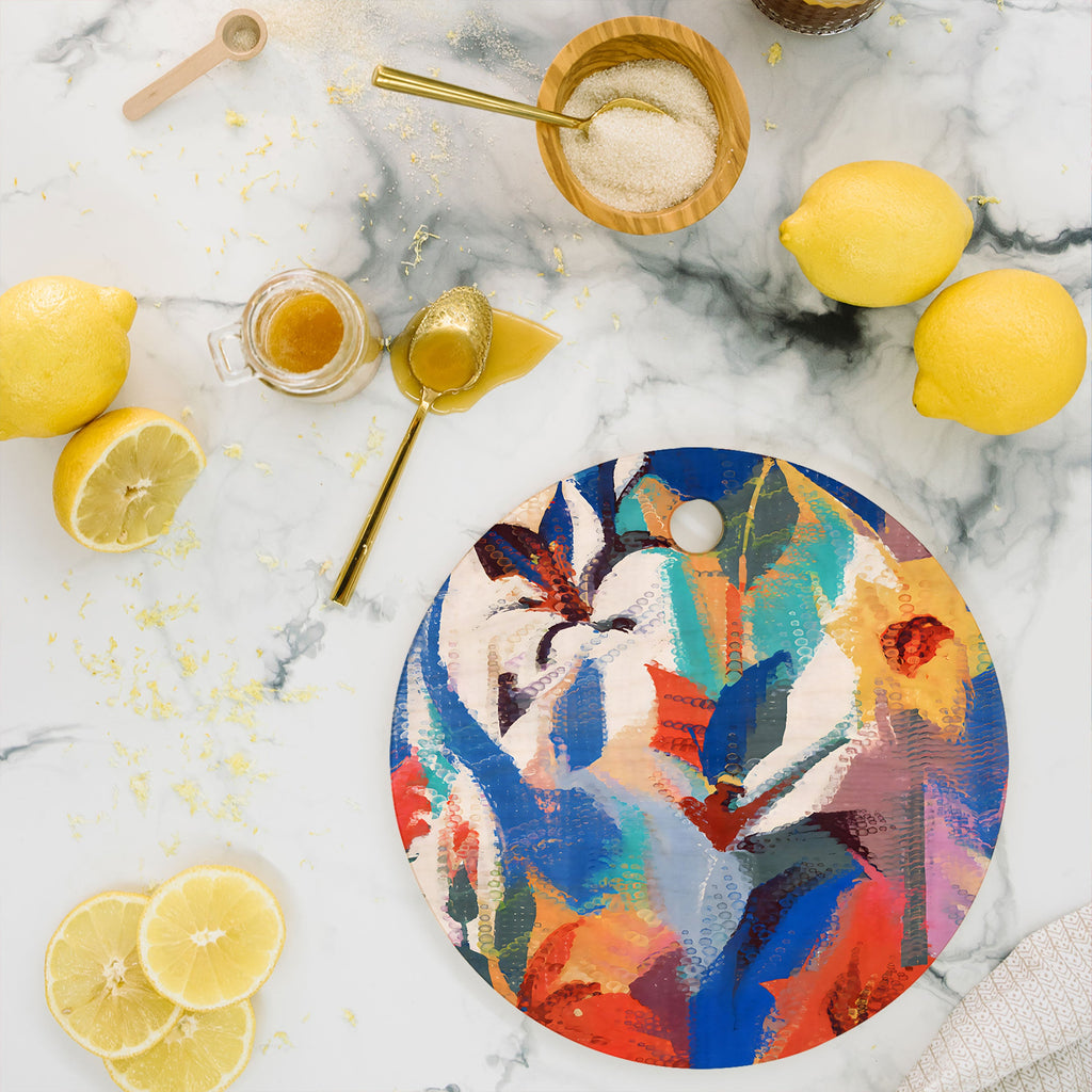 83 Oranges Wild Petals Rhapsody Cutting Board Round