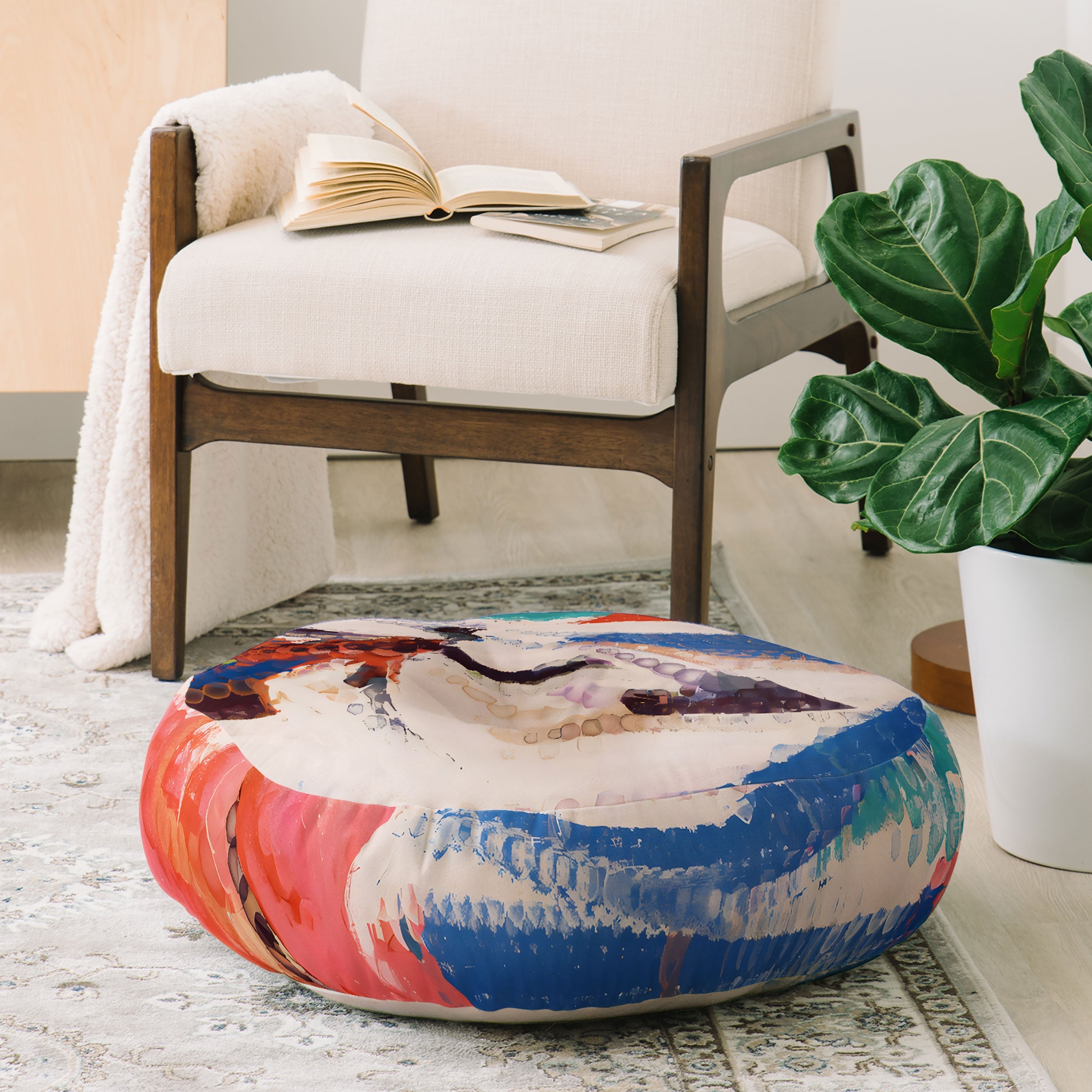83 Oranges Wild Petals Rhapsody Floor Pillow Round