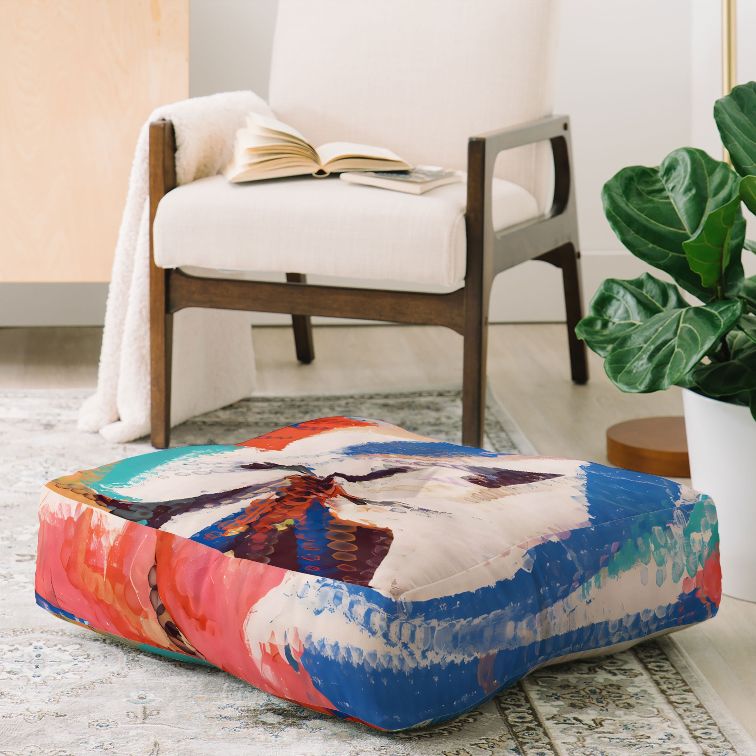 83 Oranges Wild Petals Rhapsody Floor Pillow Square