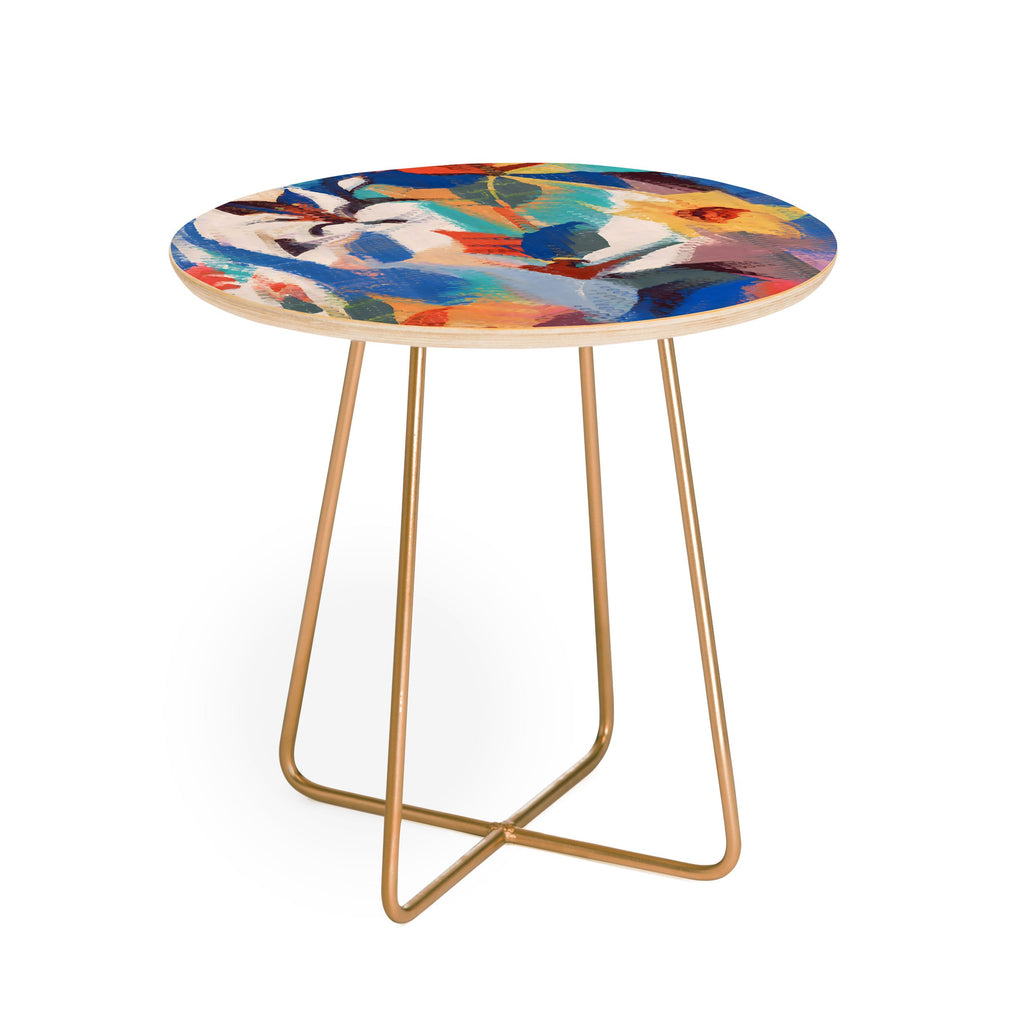 83 Oranges Wild Petals Rhapsody Round Side Table