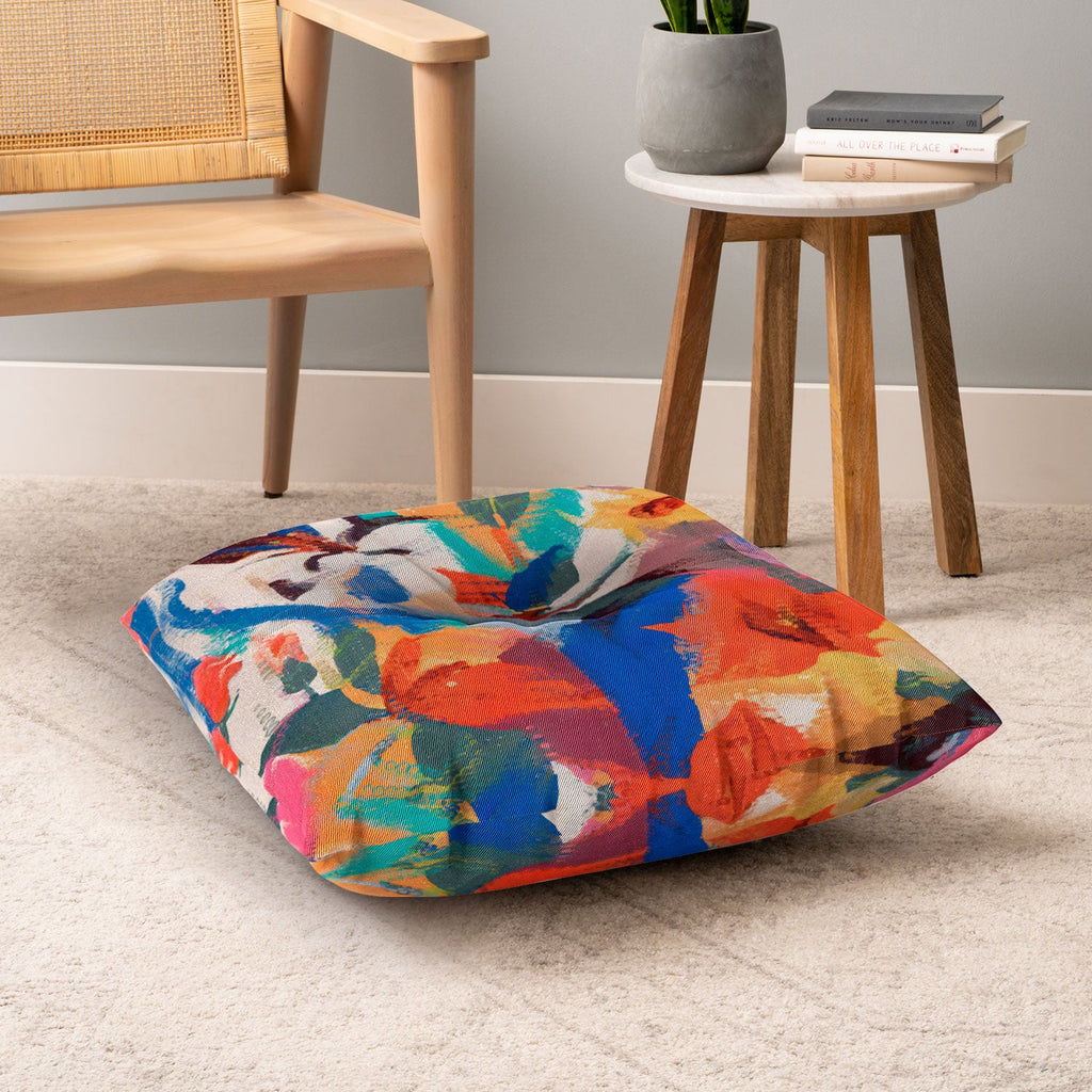 83 Oranges Wild Petals Rhapsody Floor Pillow Square